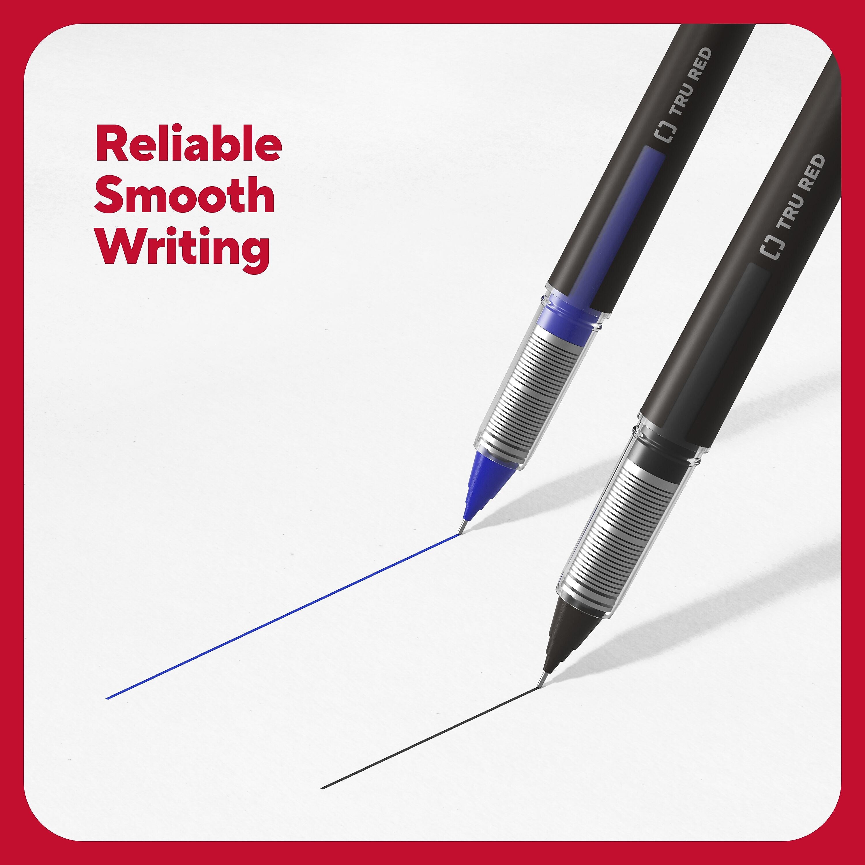 TRU RED™ Rollerball Pens, Needle Tip, Blue, Dozen/Pack