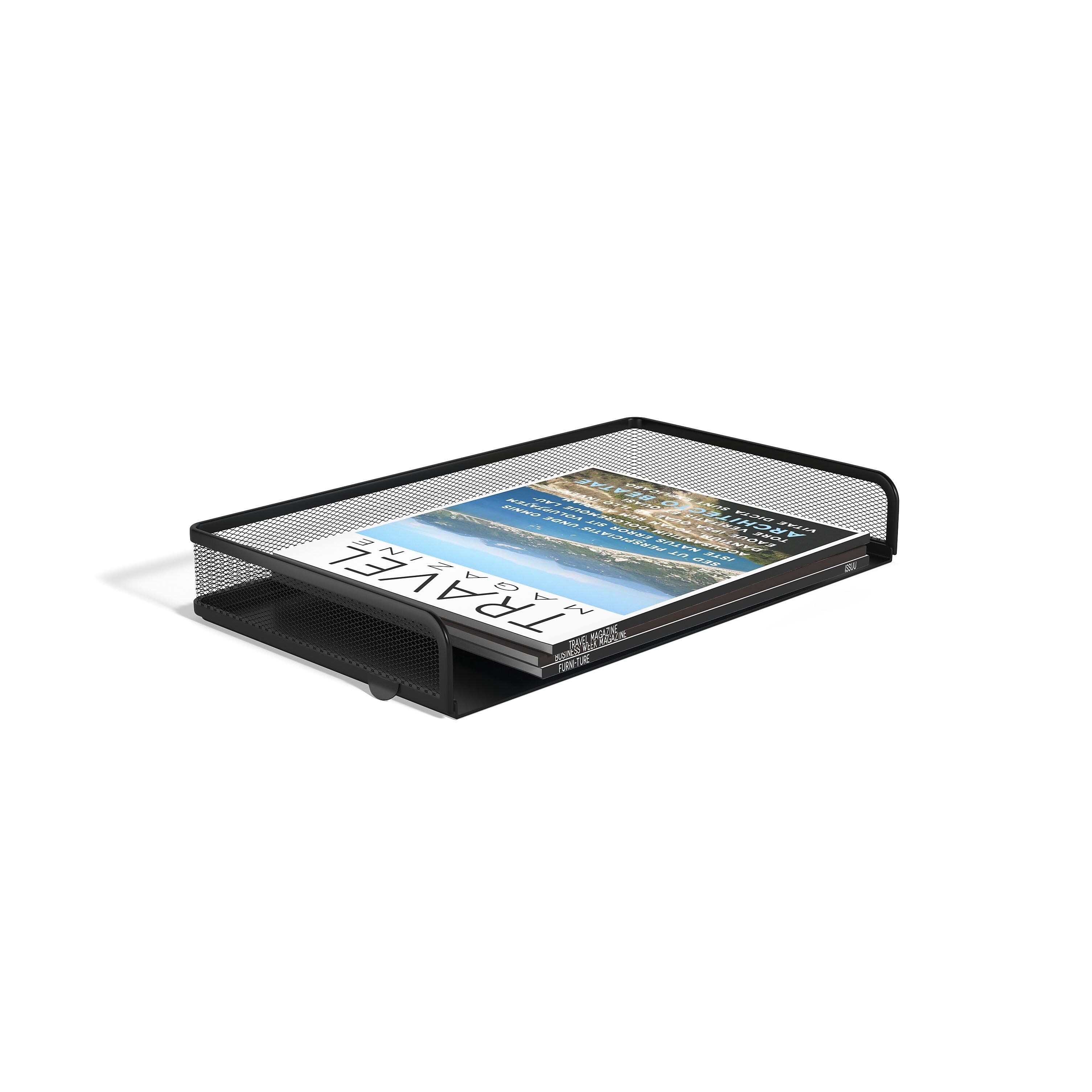 TRU RED™ Side Load Stackable Metal Letter Tray, Legal size, Matte Black