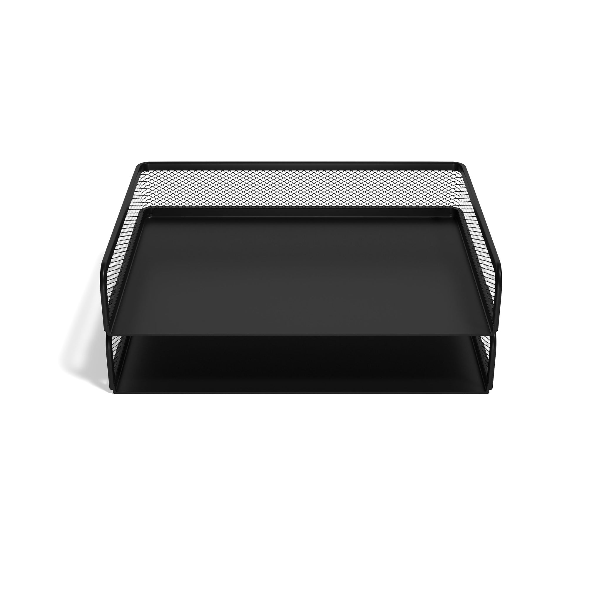 TRU RED™ Side Load Stackable Metal Letter Tray, Matte Black, 2/Pack