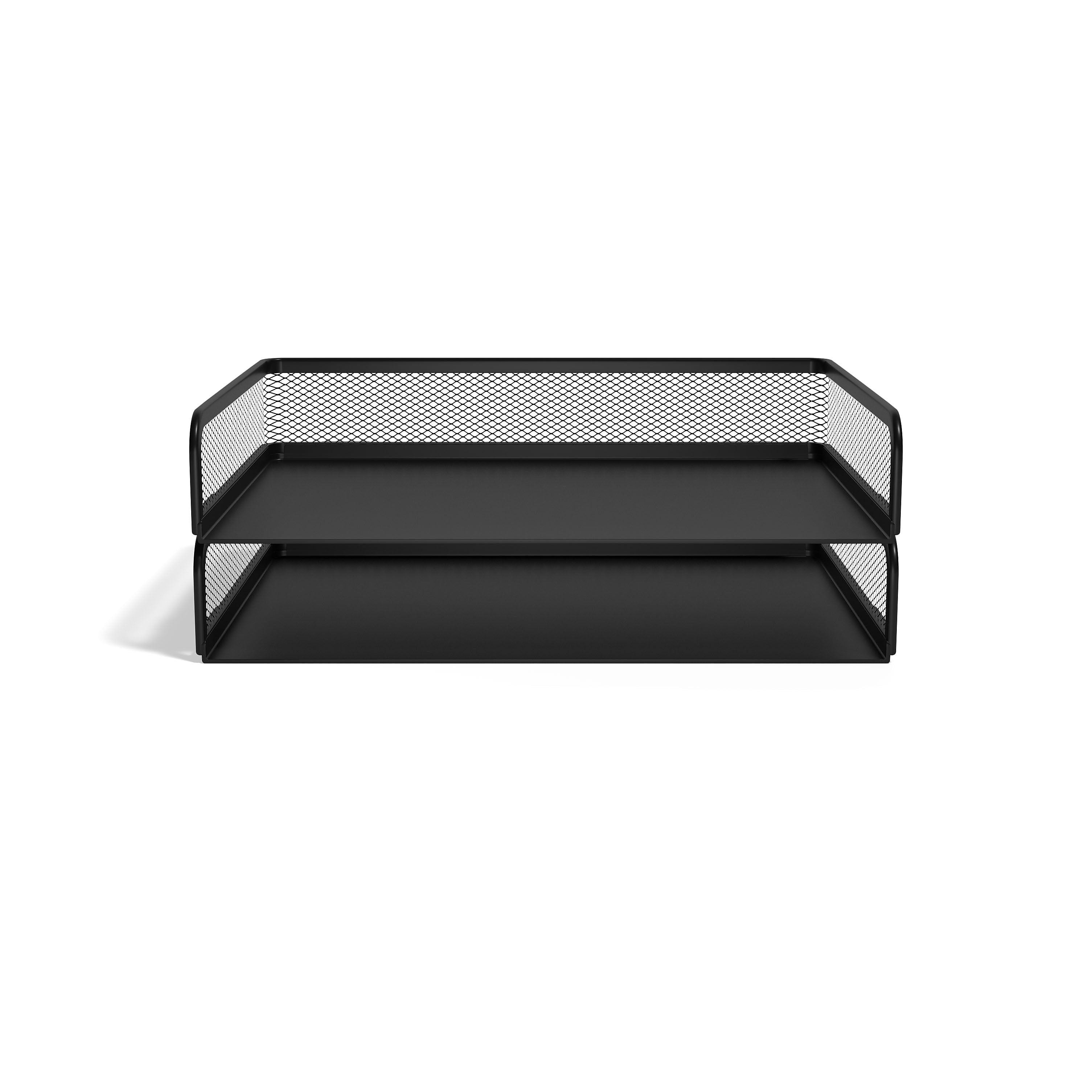 TRU RED™ Side Load Stackable Metal Letter Tray, Matte Black, 2/Pack