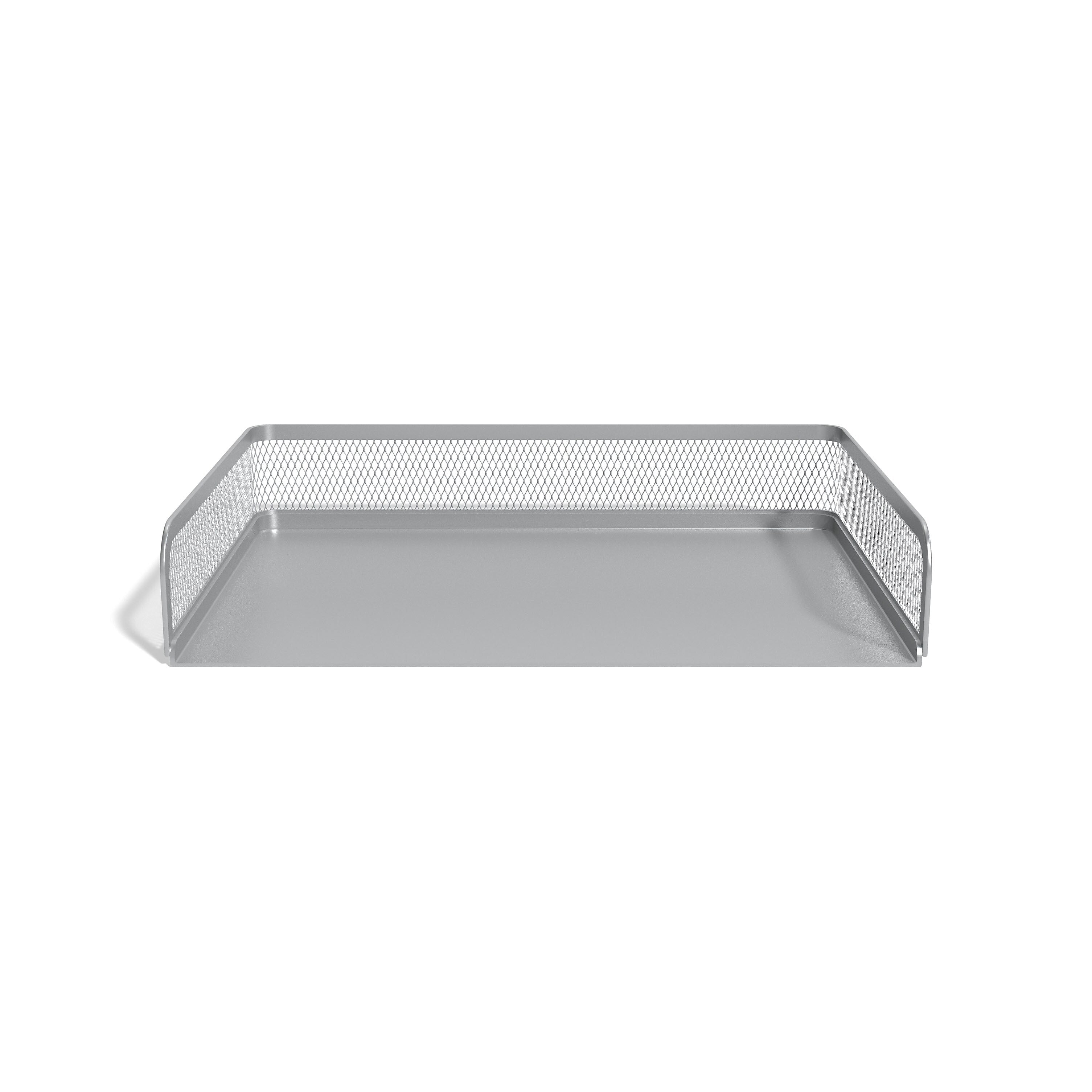 TRU RED™ Side Load Stackable Metal Letter Tray, Silver