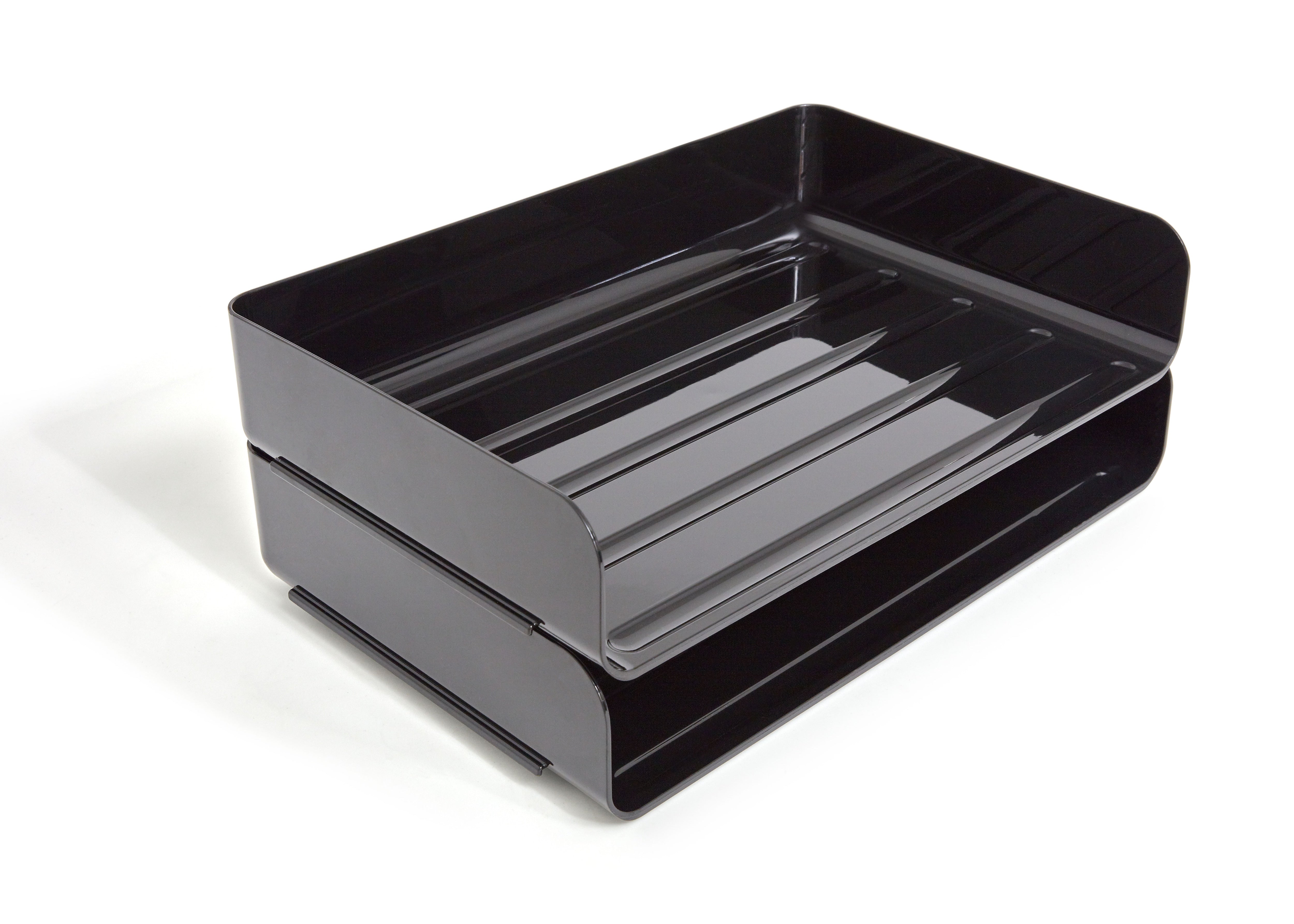 TRU RED™ Side Load Stackable Plastic Legal Tray, Black, 2/Pack
