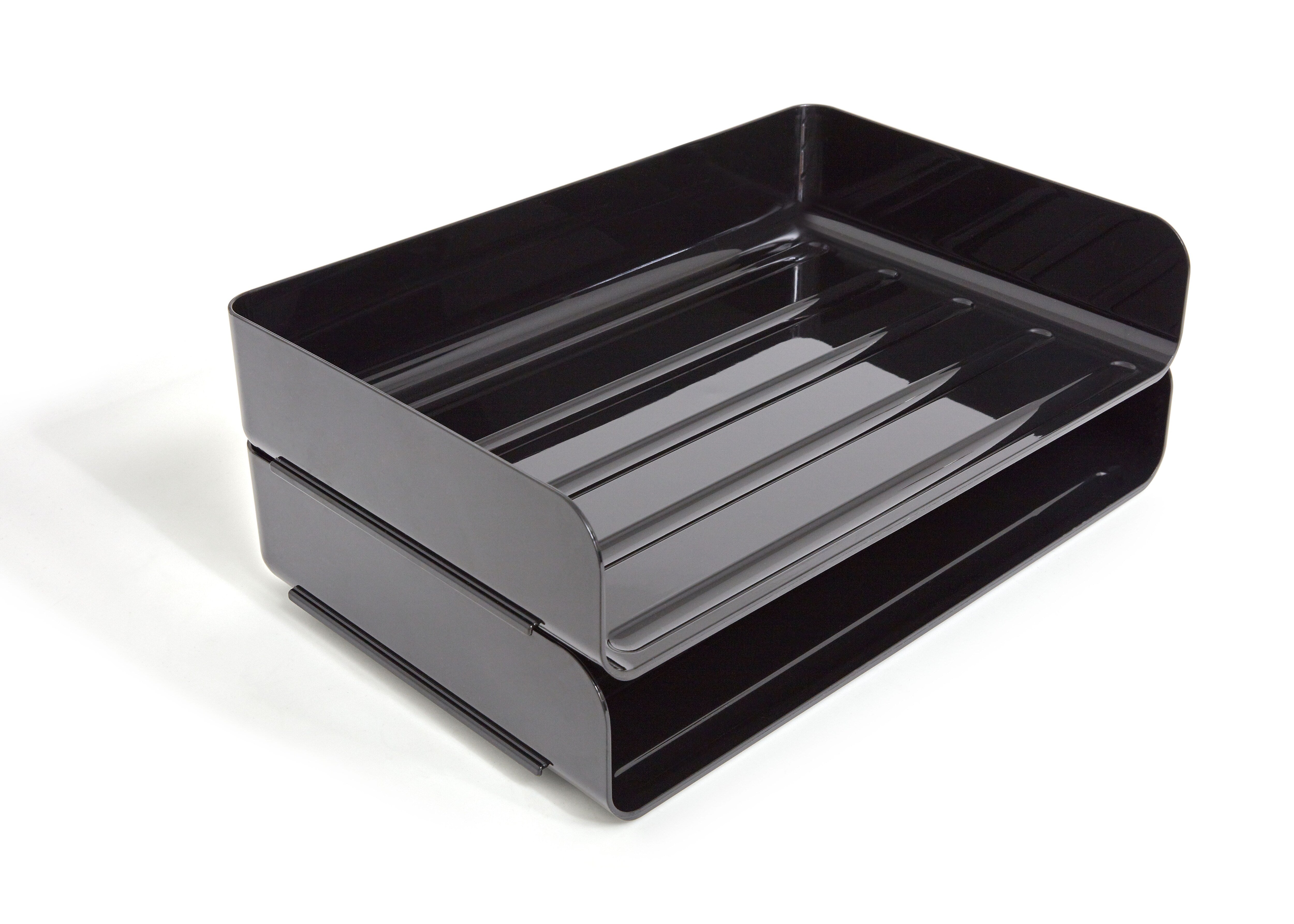 TRU RED™ Side Load Stackable Plastic Legal Tray, Black, 2/Pack