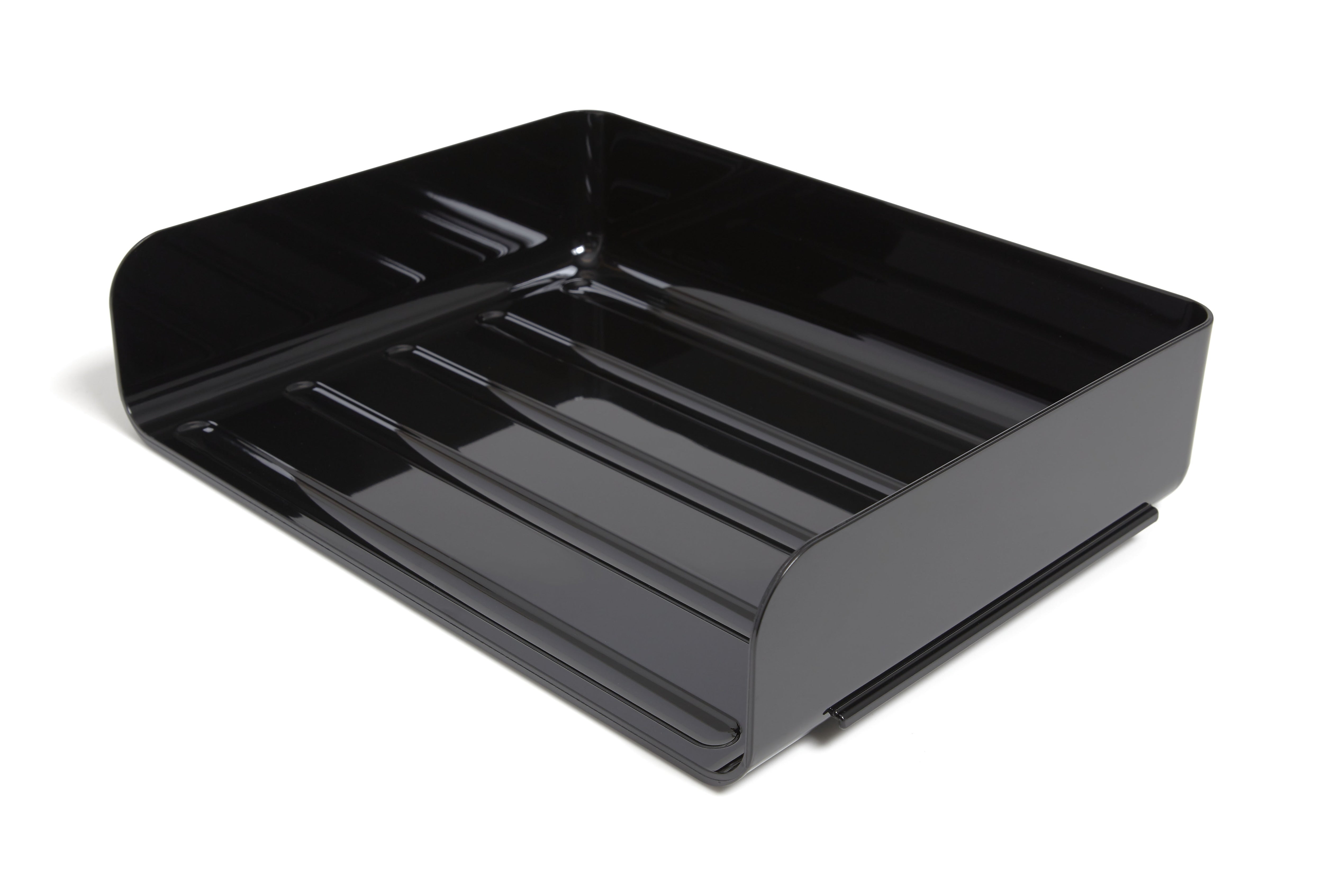 TRU RED™ Side Load Stackable Plastic Letter Tray, Black, 2/Pack
