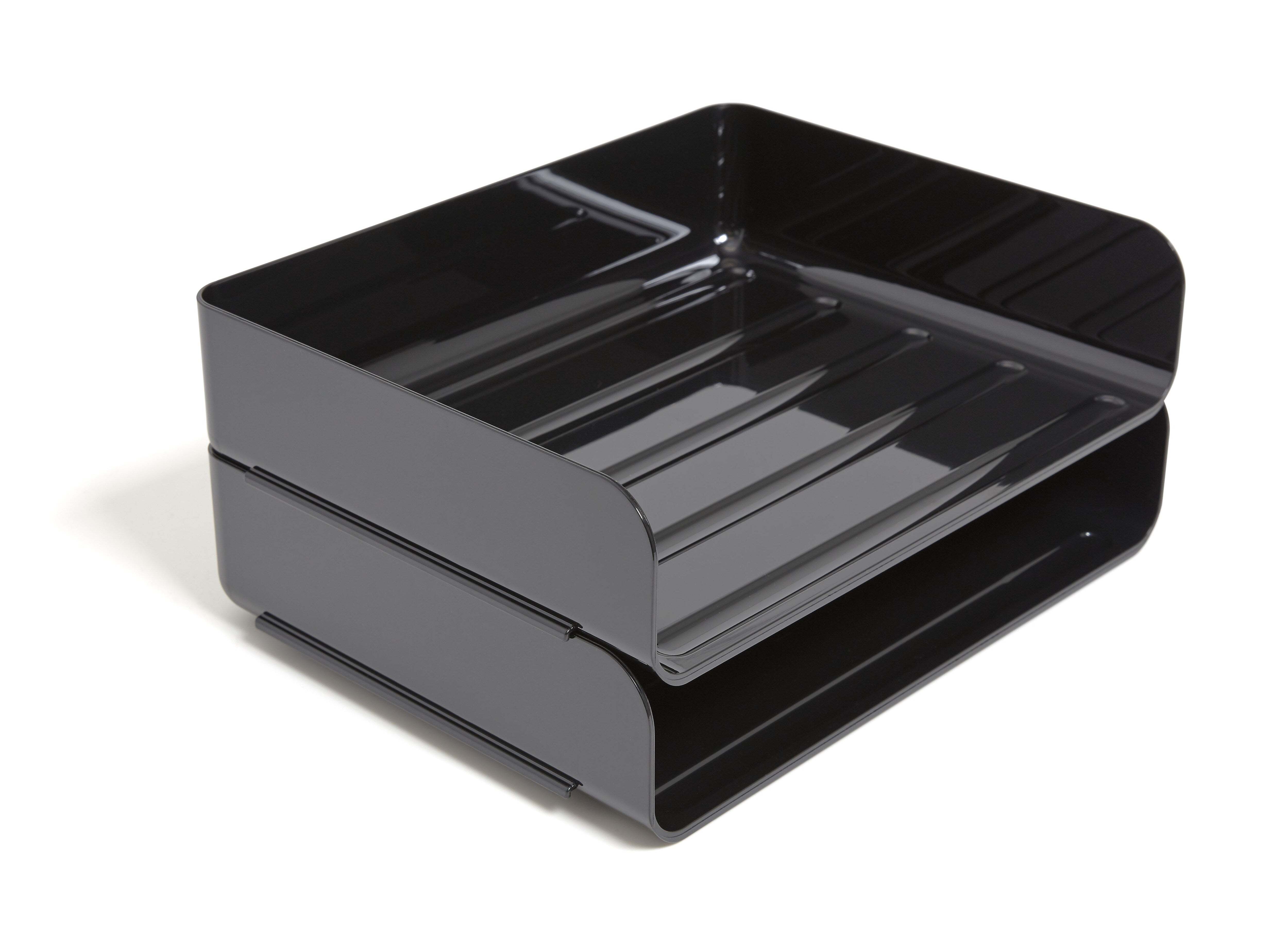 TRU RED™ Side Load Stackable Plastic Letter Tray, Black, 2/Pack