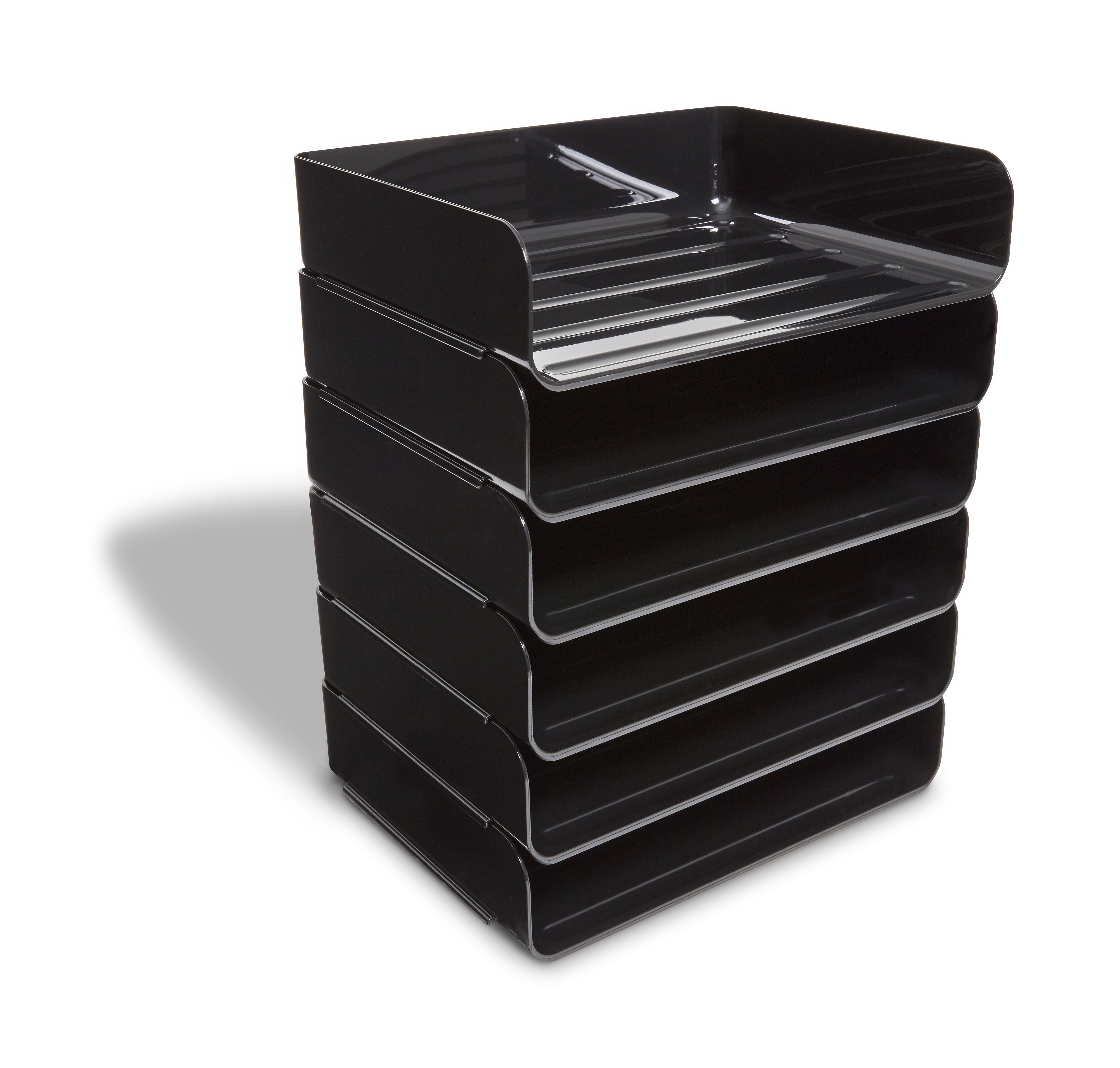 TRU RED™ Side Load Stackable Plastic Letter Tray, Black, 6/Pack