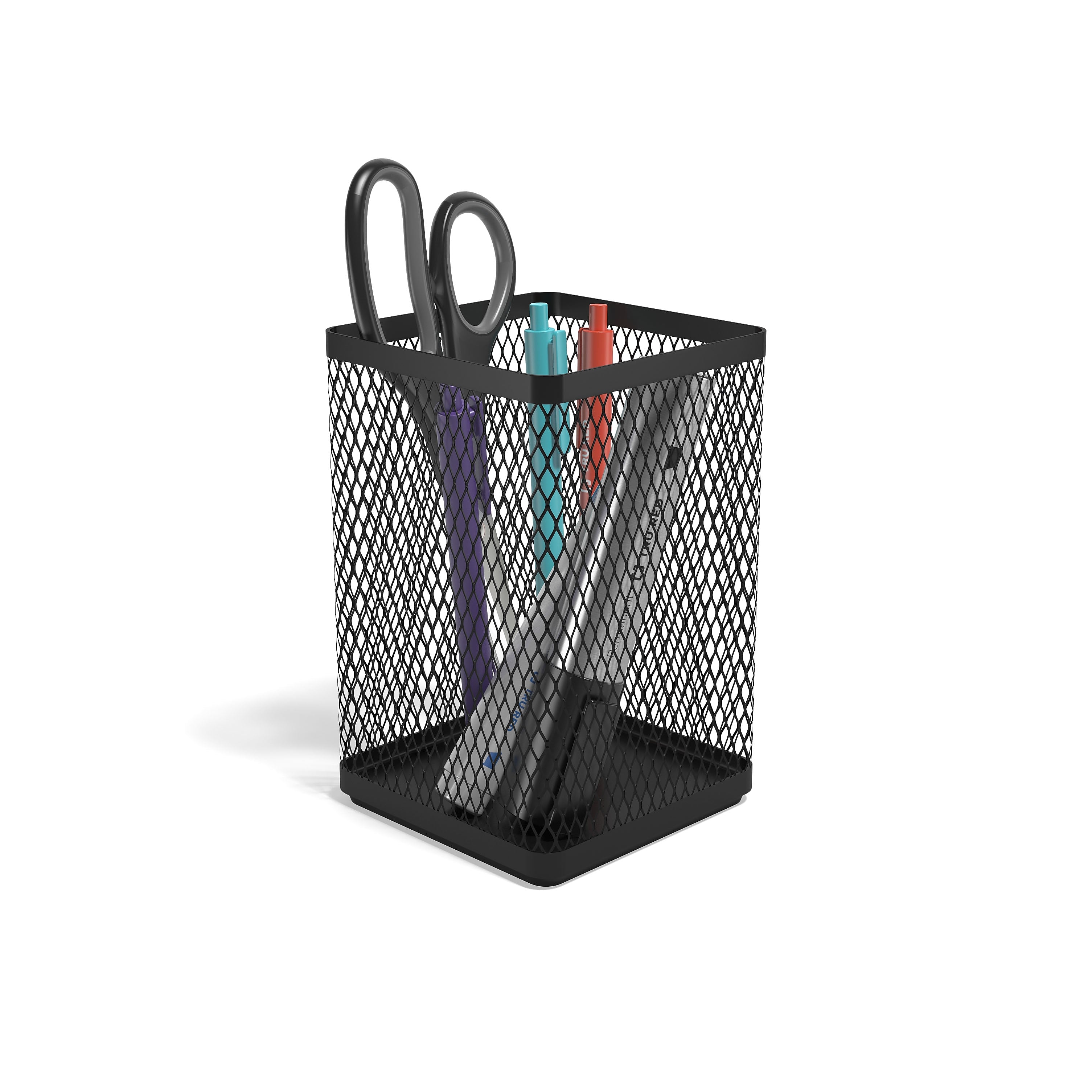 TRU RED™ Stackable Metal Mesh Pen Holder, Matte Black