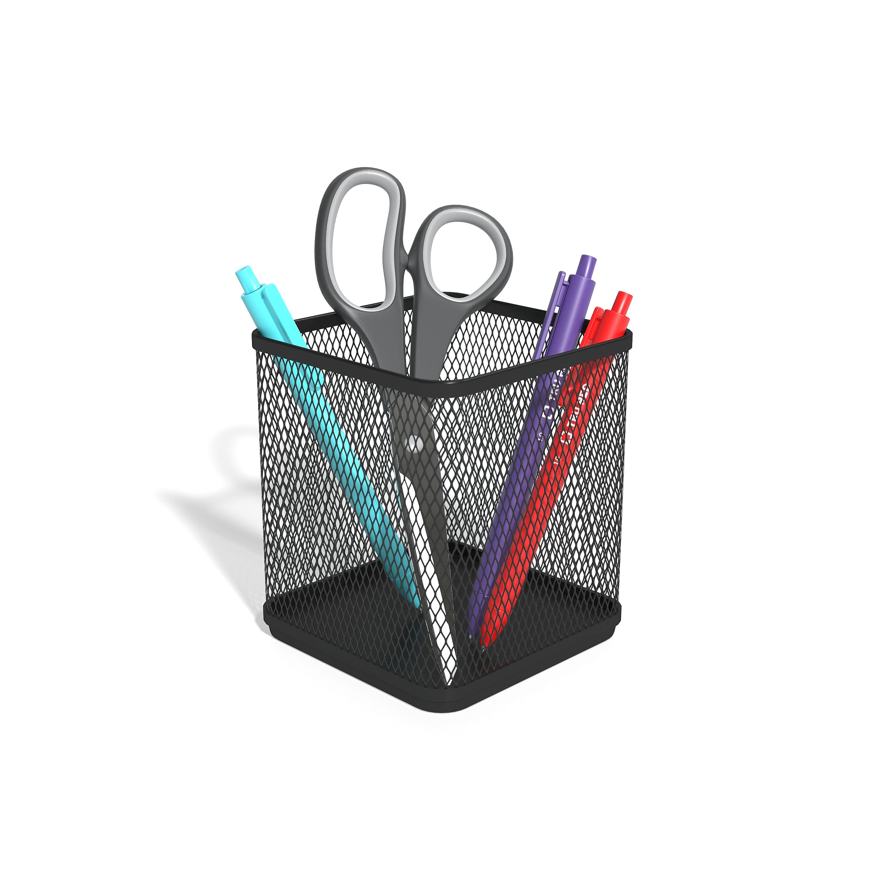 TRU RED™ Stackable Wire Mesh Pen Holder, Matte Black