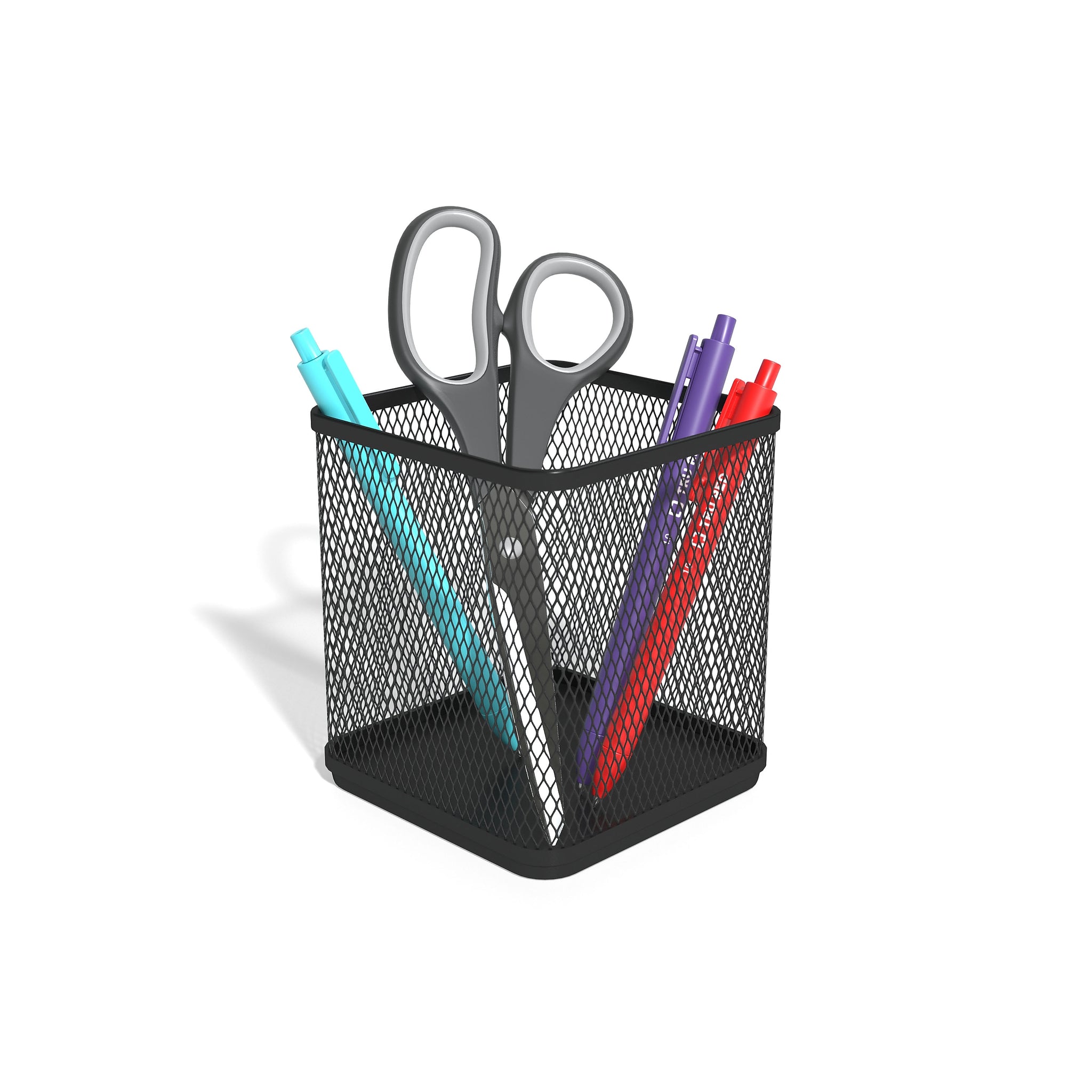 TRU RED™ Stackable Wire Mesh Pen Holder, Matte Black