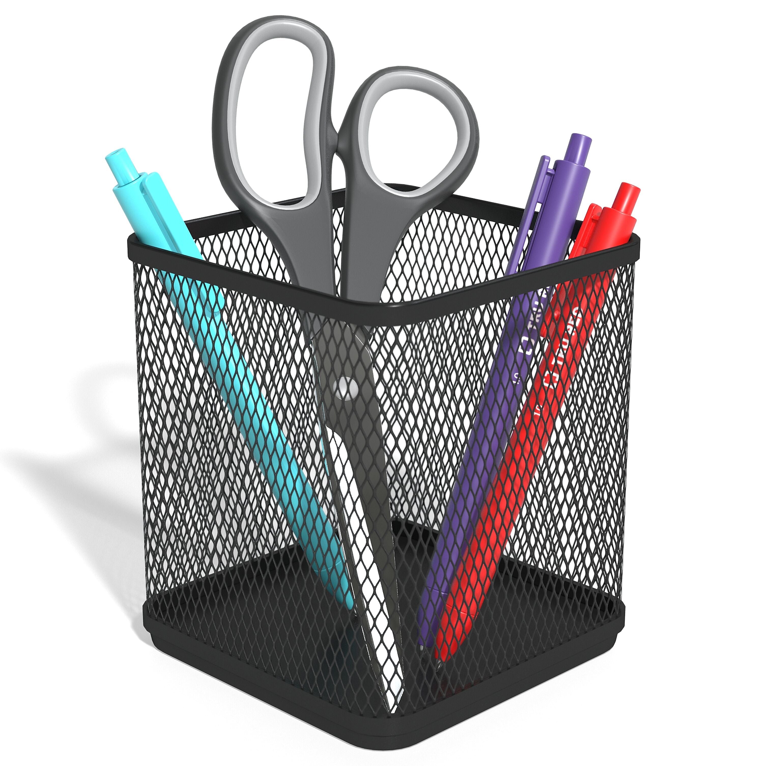 TRU RED™ Stackable Wire Mesh Pen Holder, Matte Black