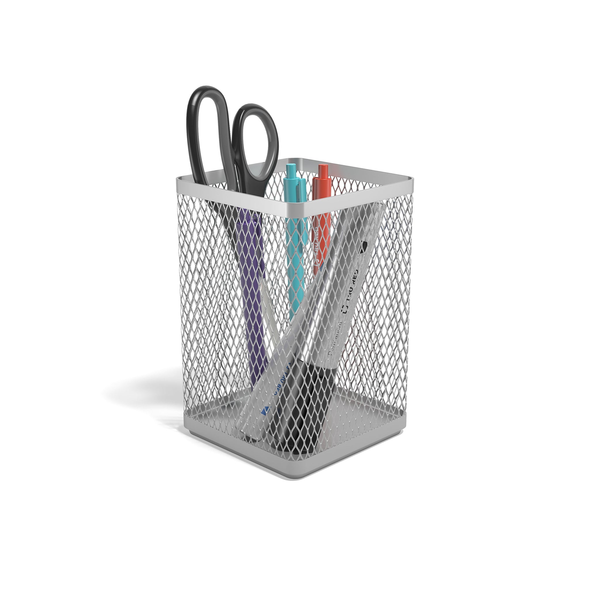 TRU RED™ Stackable Wire Mesh Pen Holder, Silver