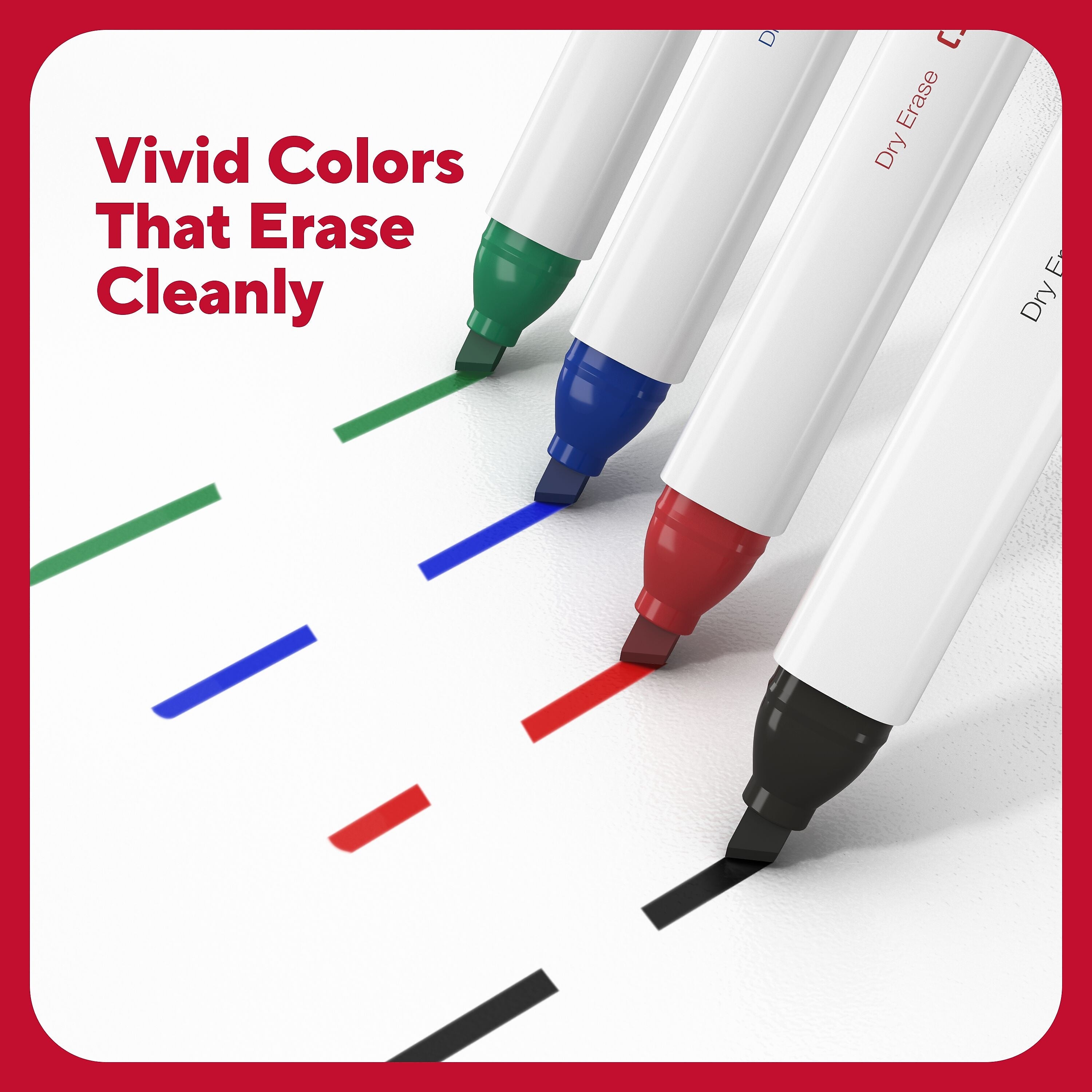 TRU RED™ Tank Dry Erase Markers, Chisel Tip, Assorted, 4/Pack