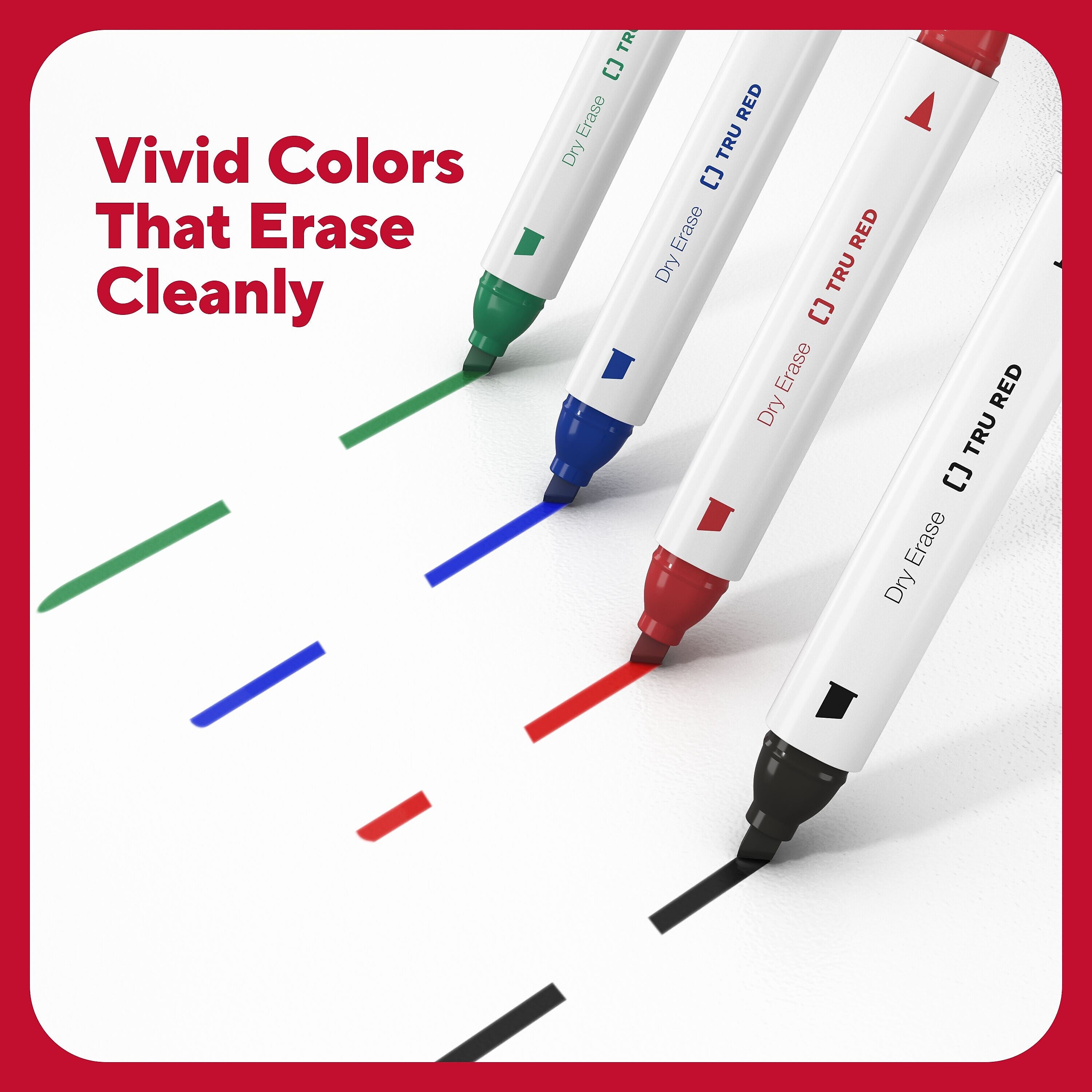TRU RED™ Tank Dry Erase Markers, Twin Tip, Assorted, 4/Pack
