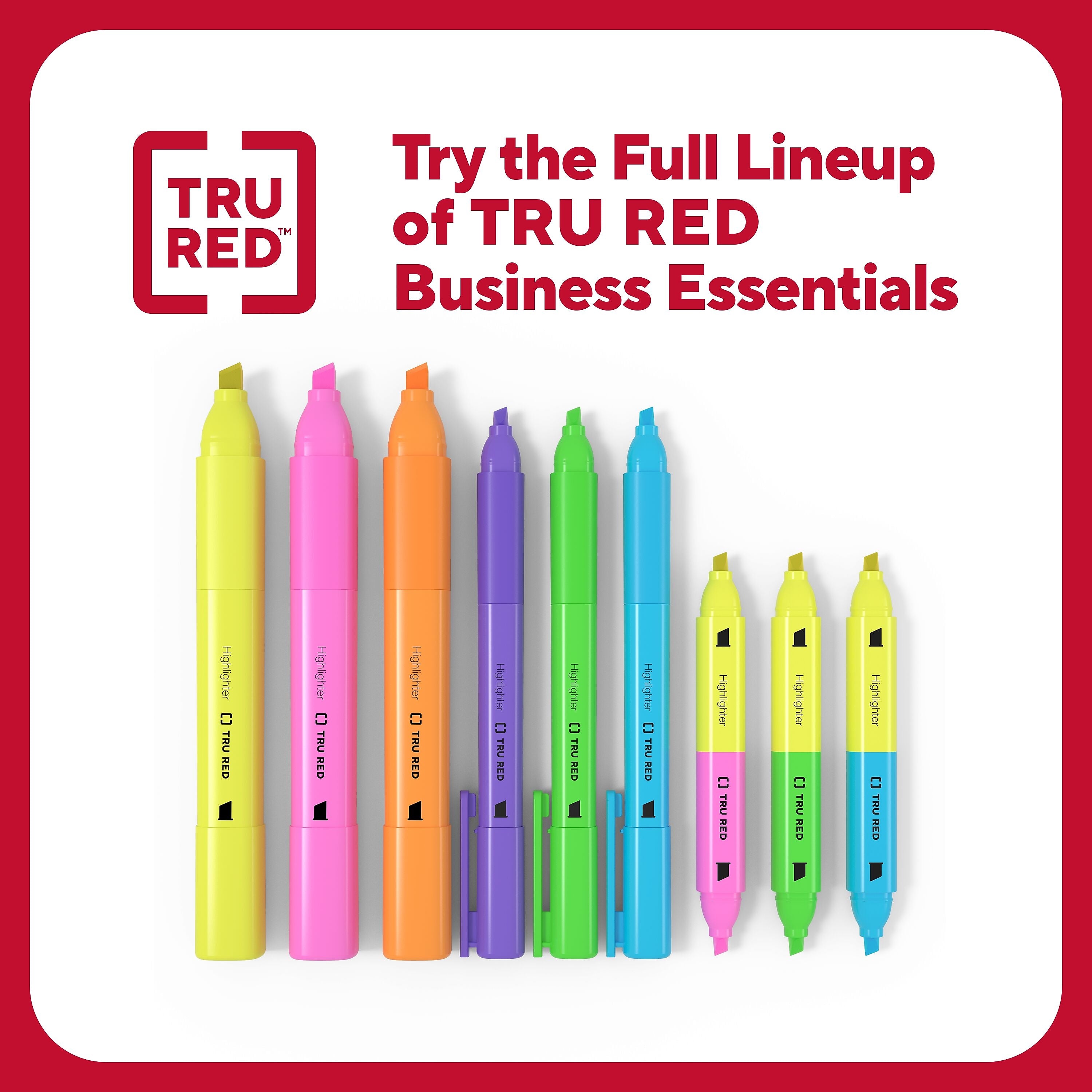 TRU RED™ Tank Highlighter with Grip, Chisel Tip, Yellow, 5/Pack