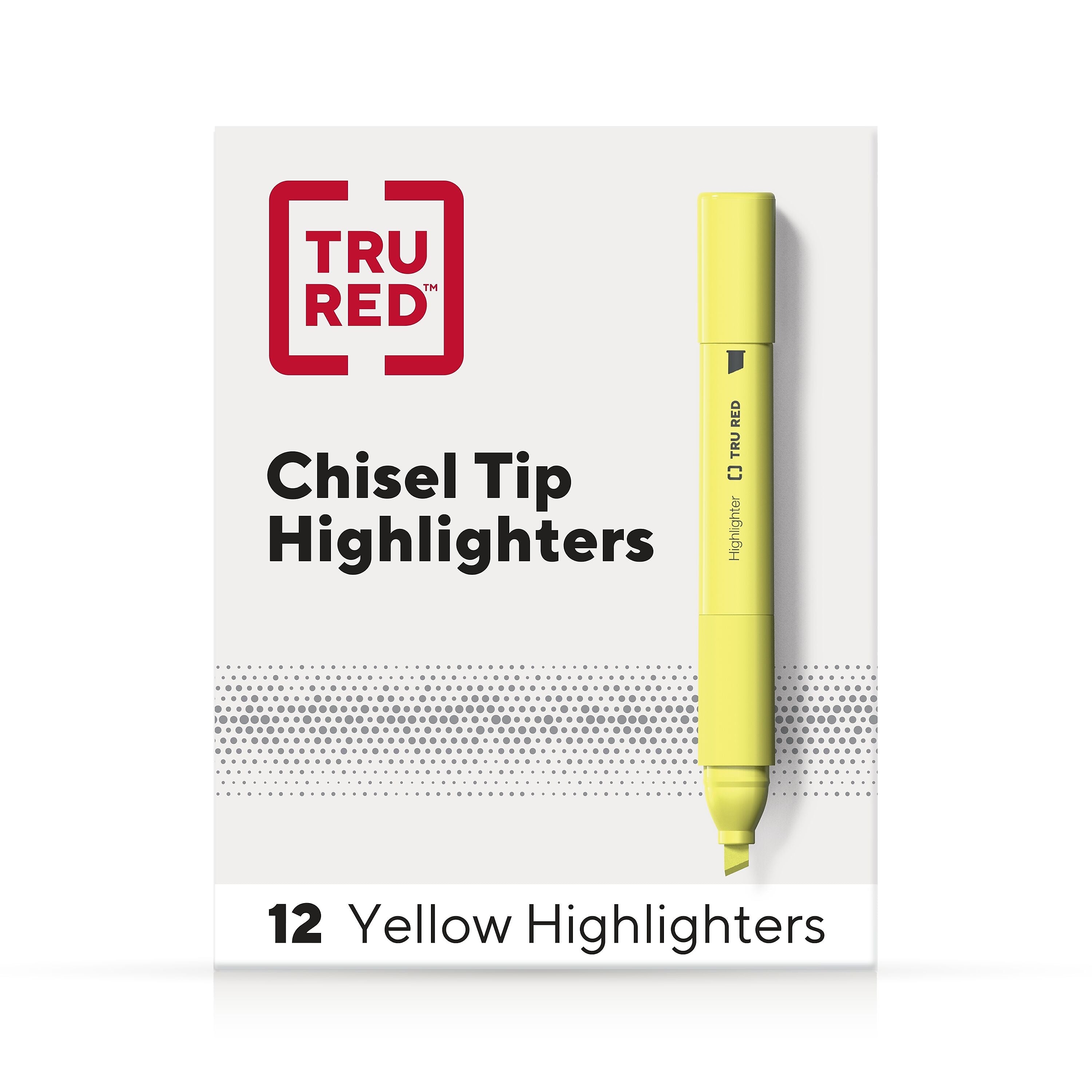 TRU RED™ Tank Highlighter with Grip, Chisel Tip, Yellow, Dozen