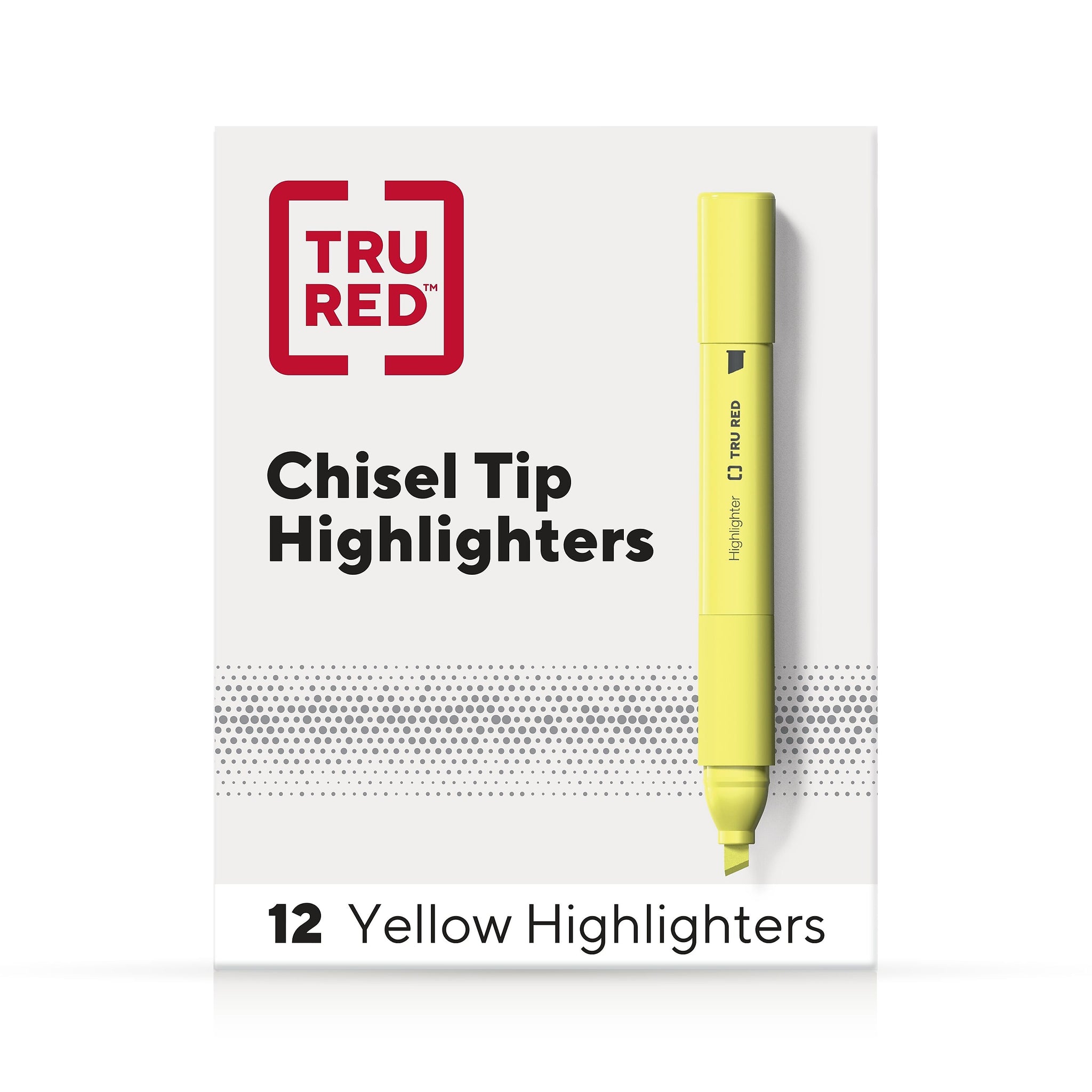 TRU RED™ Tank Highlighter with Grip, Chisel Tip, Yellow, Dozen