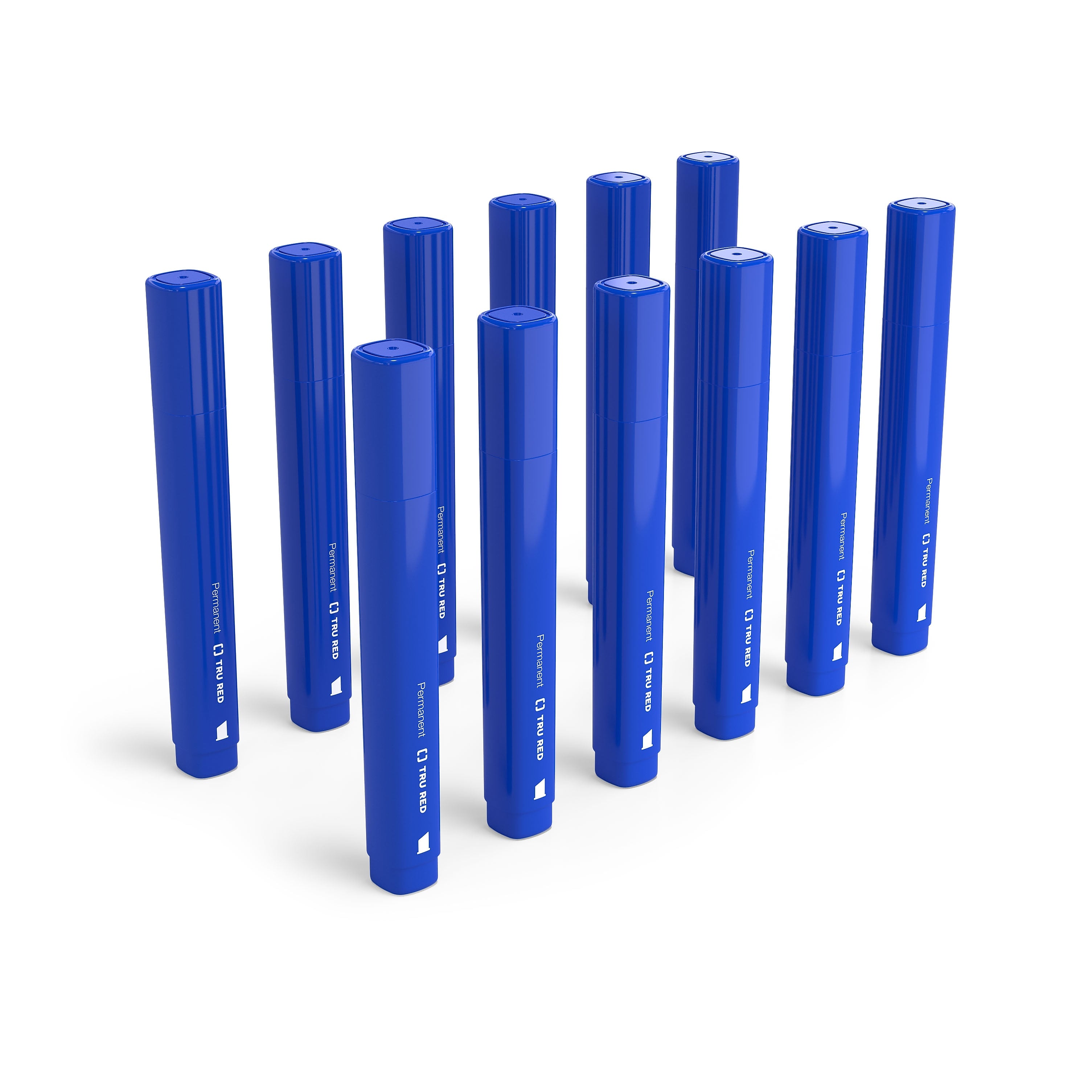 TRU RED™ Tank Permanent Markers, Chisel Tip, Blue, 12/Pack