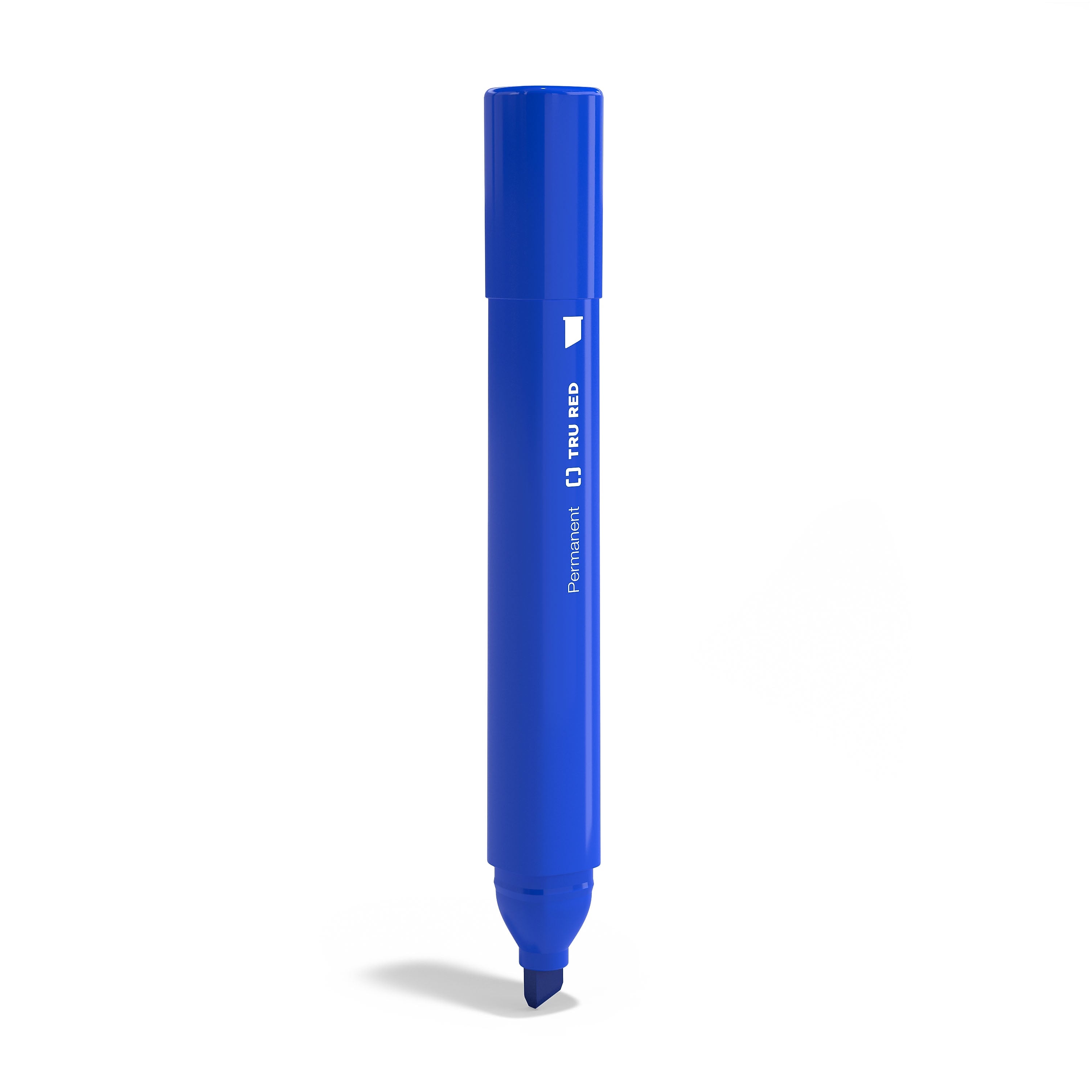 TRU RED™ Tank Permanent Markers, Chisel Tip, Blue, 12/Pack