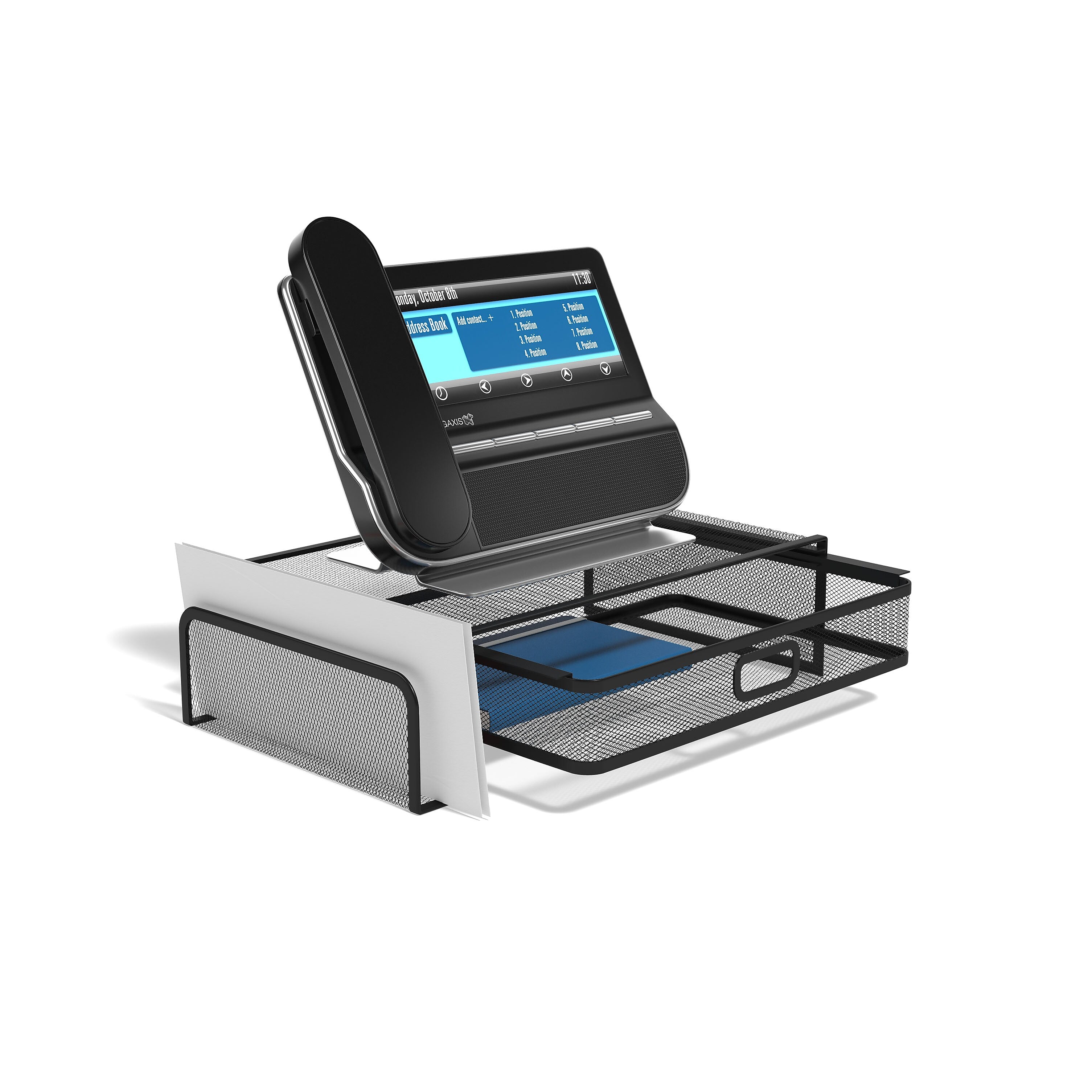 TRU RED™ Telestand Wire Mesh Office Phone Stand, Matte Black