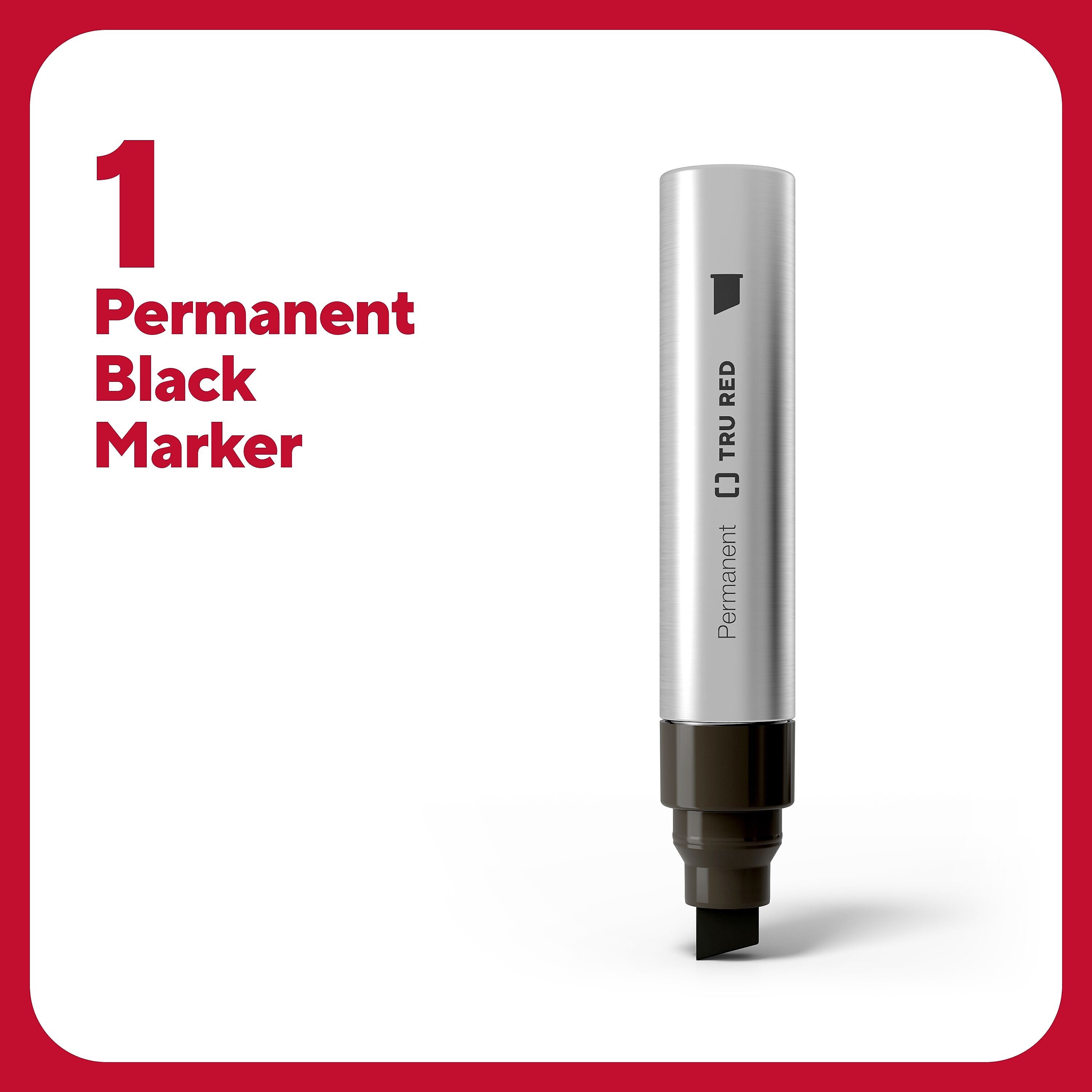 TRU RED™ XL Tank Permanent Marker, Chisel Tip, Black