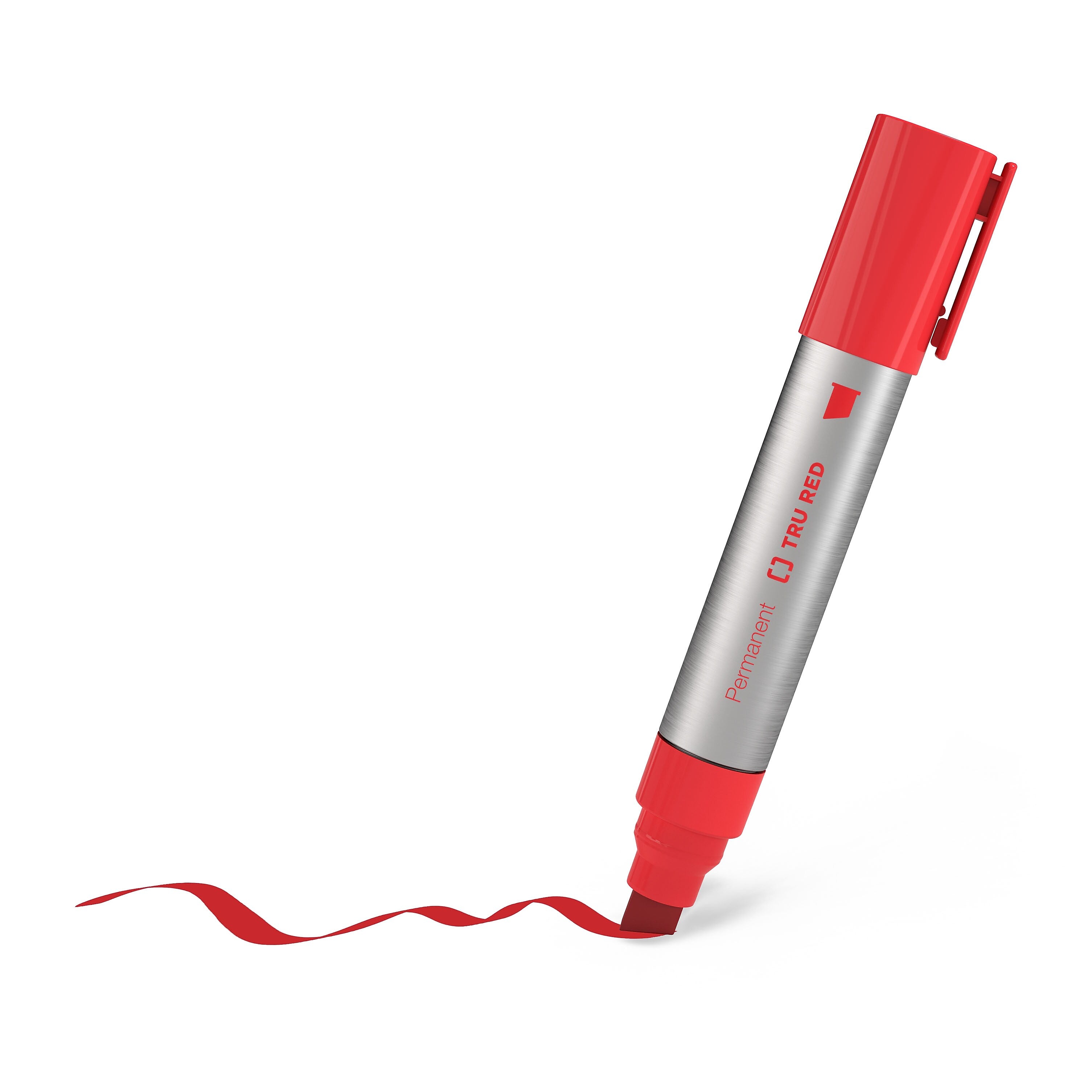 TRU RED™ XL Tank Permanent Marker, Chisel Tip, Red