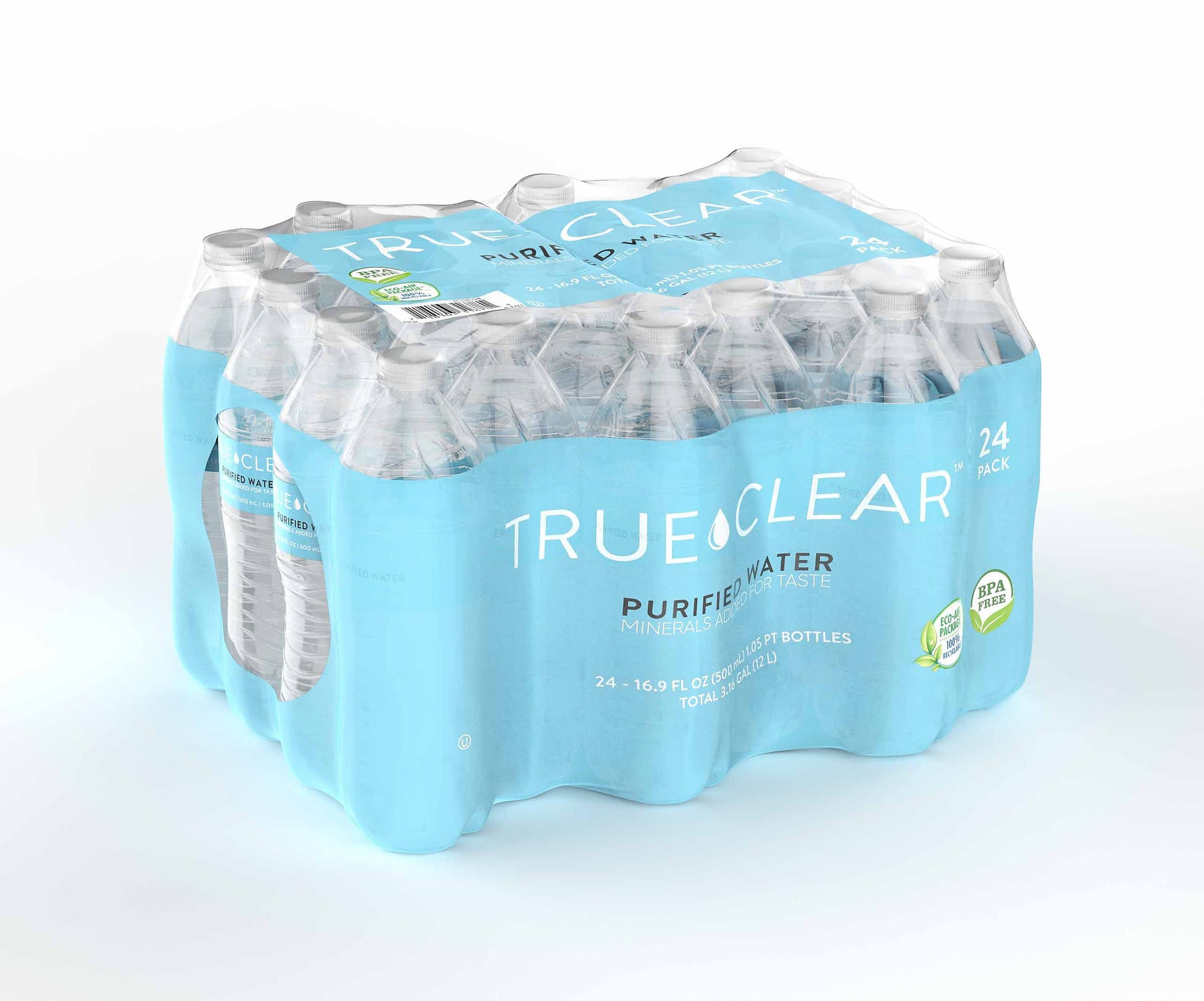 True Clear™ Purified Bottled Water, 16.9 fl. oz. Bottles, 24/Carton
