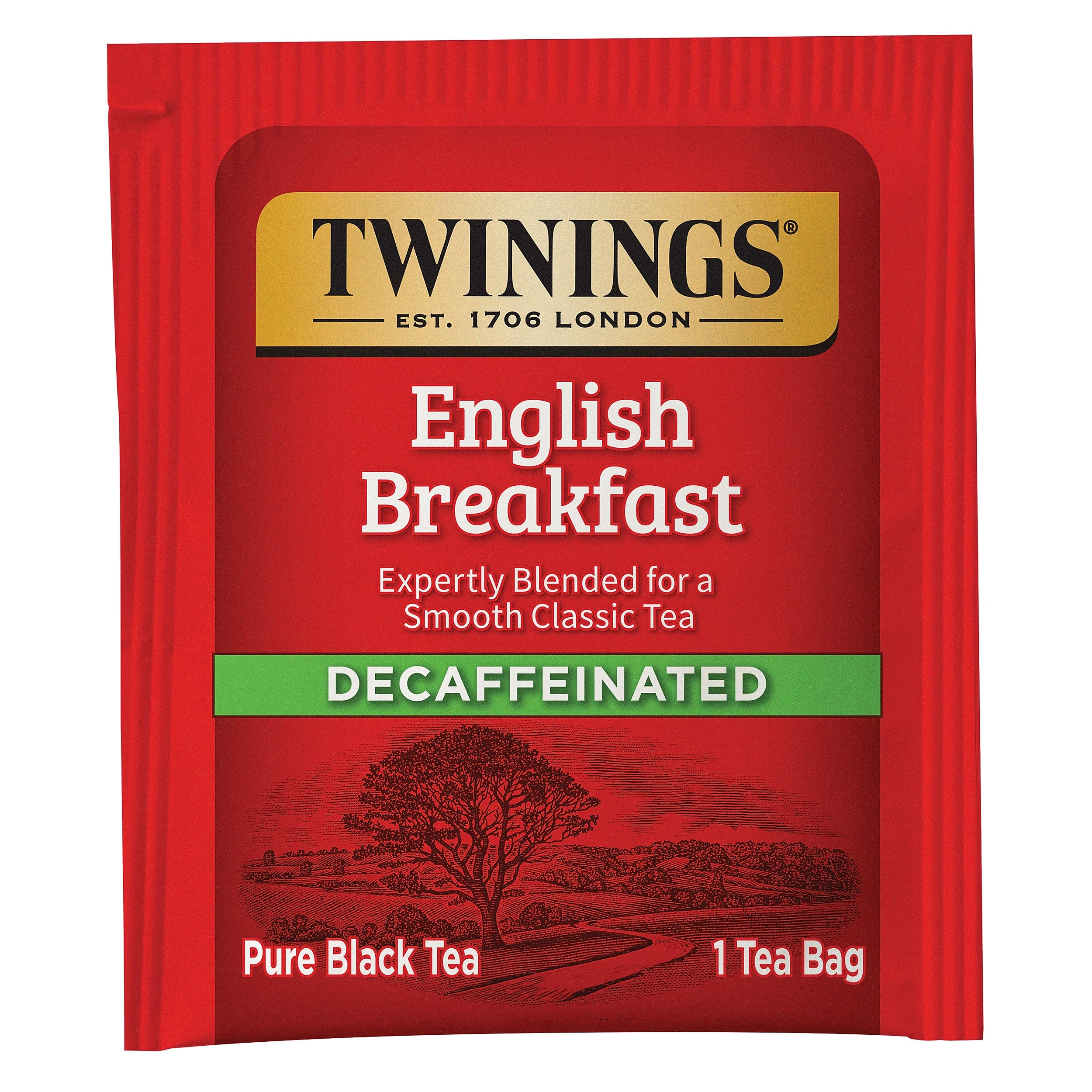 Twinings Classic Decaffeinated English Breakfast Tea, 25/Box