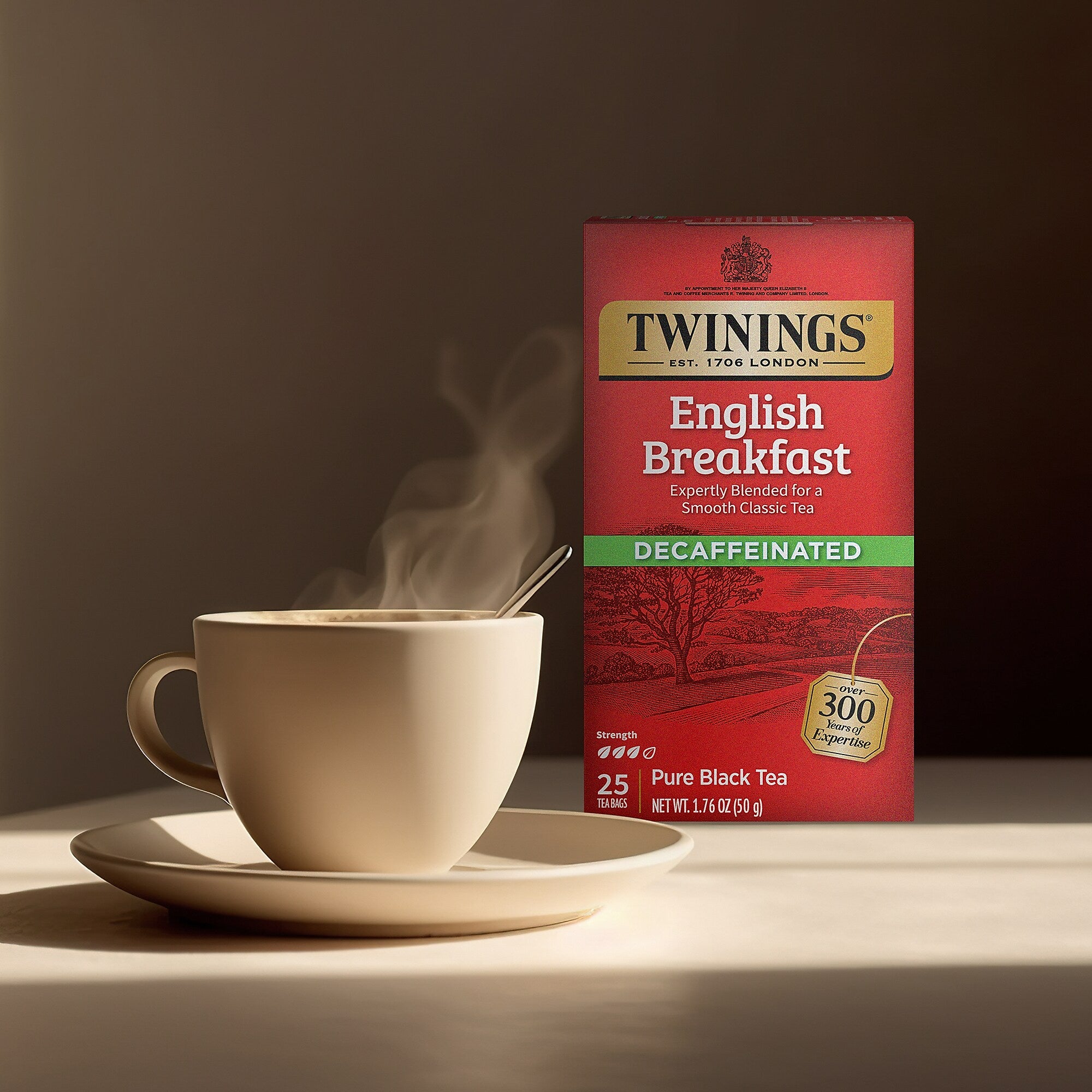 Twinings Classic Decaffeinated English Breakfast Tea, 25/Box