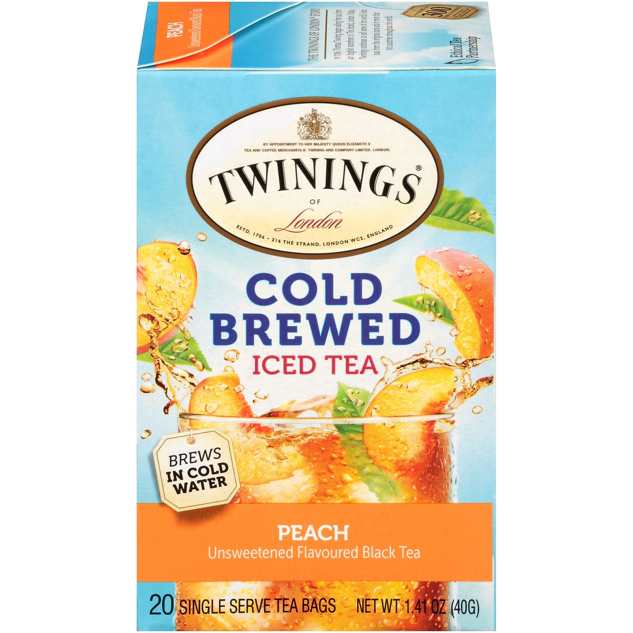 Twinings Cold Brewed Peach Tea Bags, 20/Box