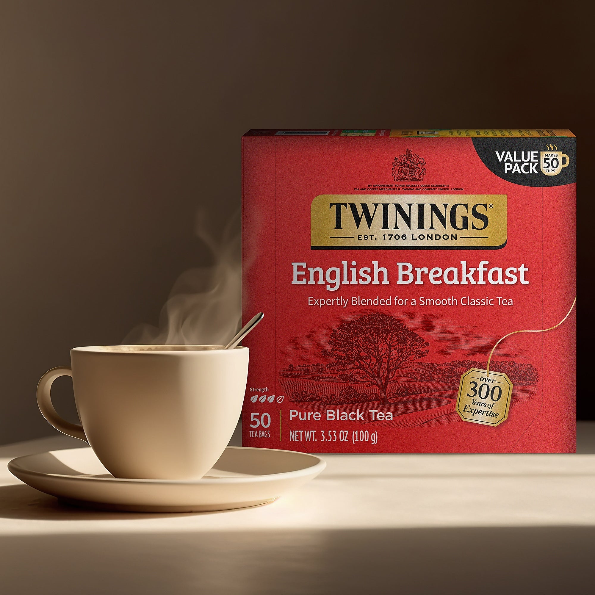 Twinings English Breakfast Black Tea Bags, 50/Box
