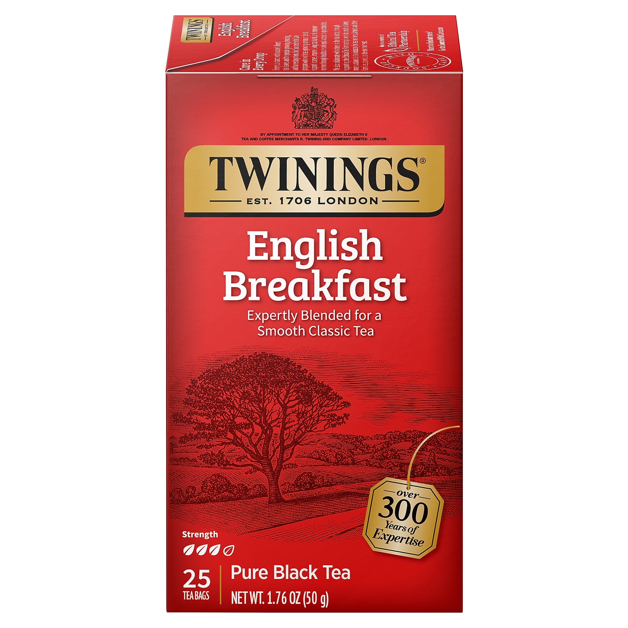 Twinings English Breakfast Tea Bags, 25/Box