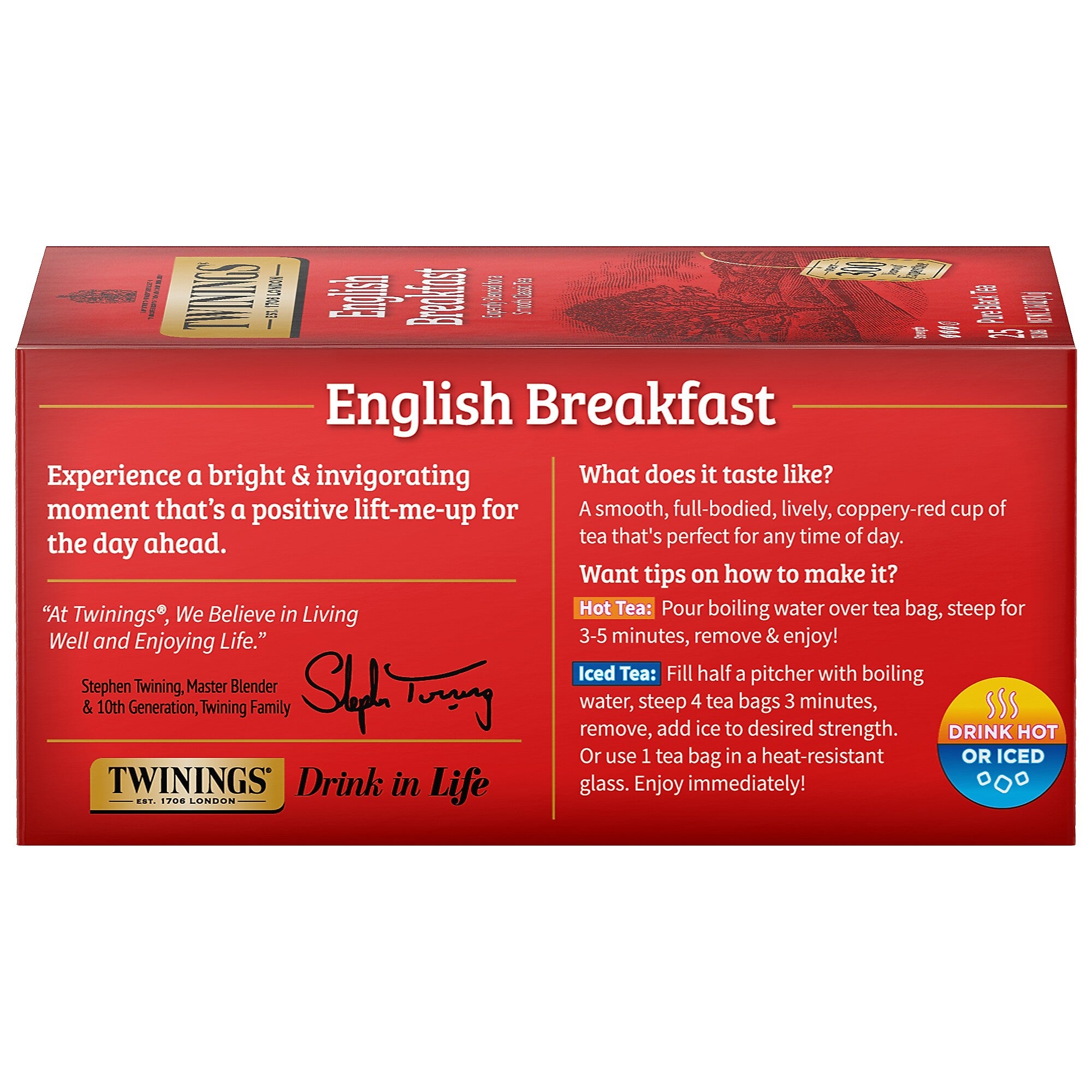 Twinings English Breakfast Tea Bags, 25/Box