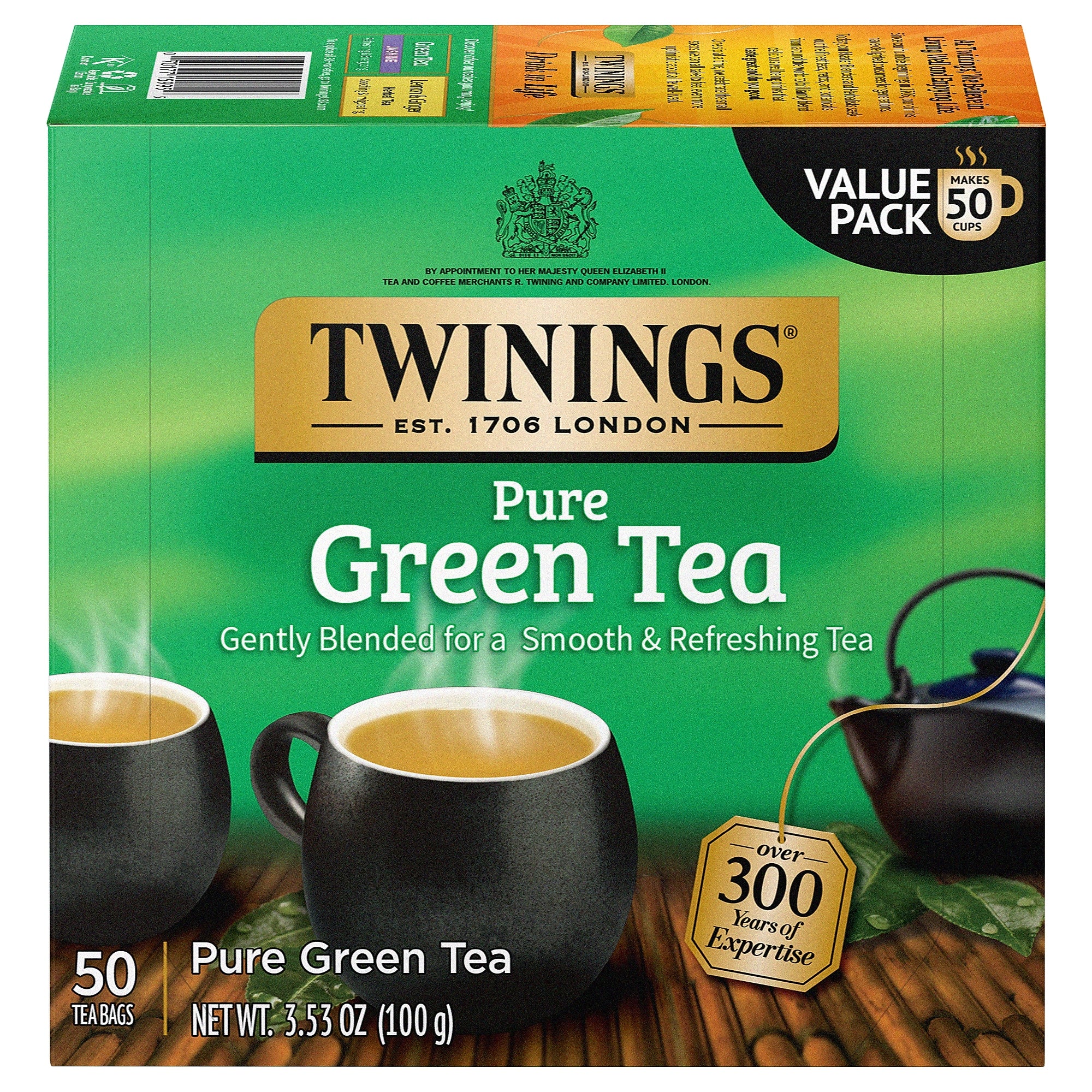 Twinings Green Tea Bags, 50/Box
