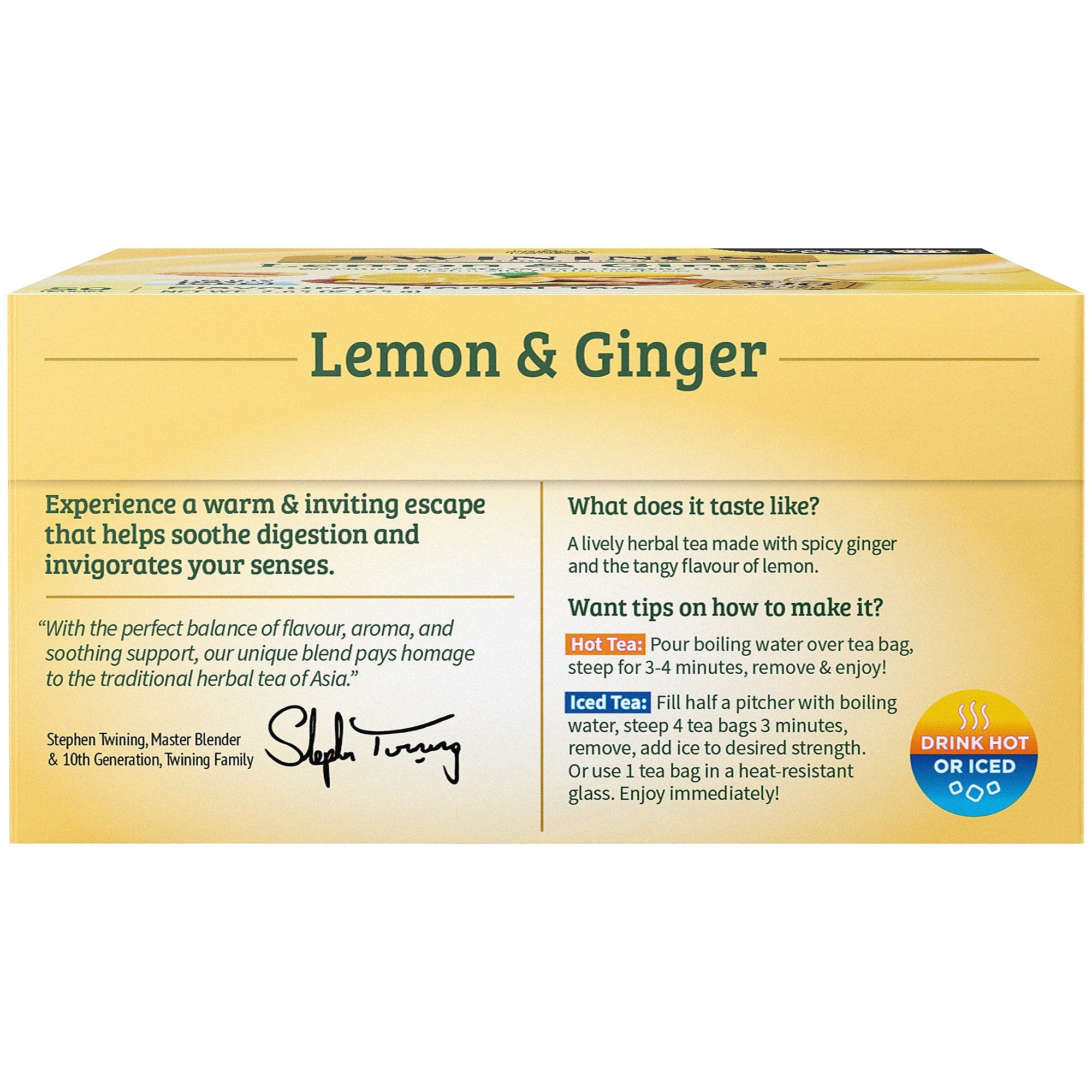 Twinings Lemon and Ginger Herbal Tea Bags, 50/Box