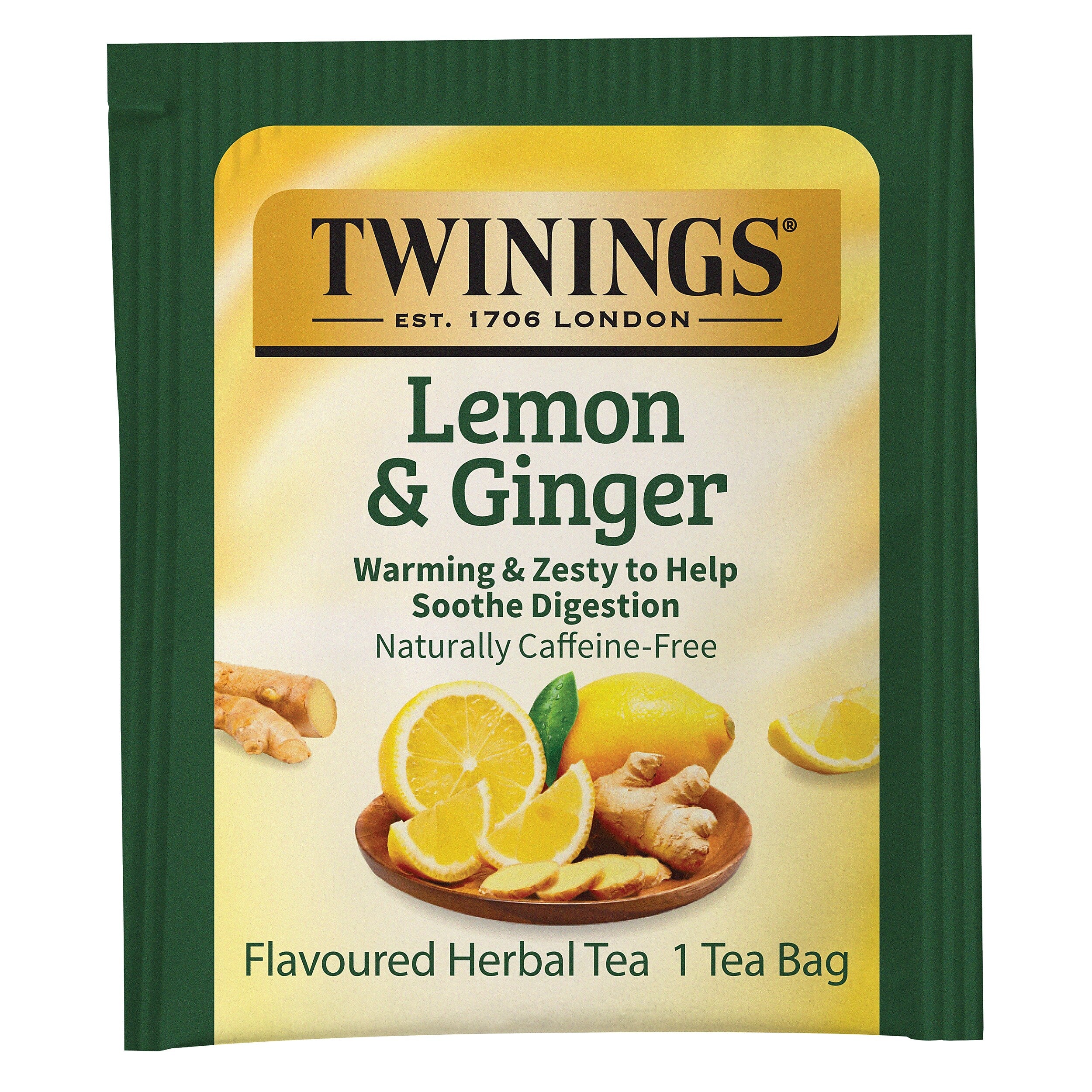 Twinings Lemon & Ginger Herbal Tea Bags, 25/Box