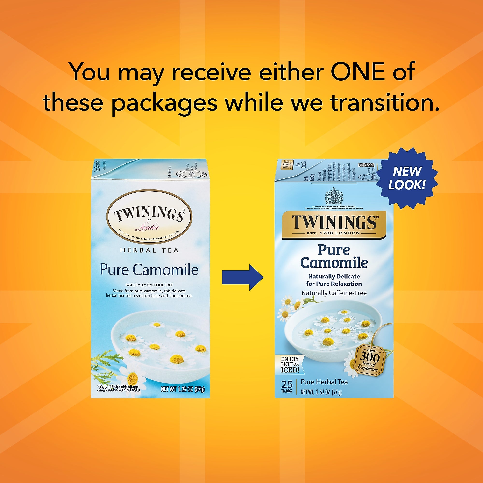 Twinings Pure Camomile Herbal Tea Bags, 25/Box