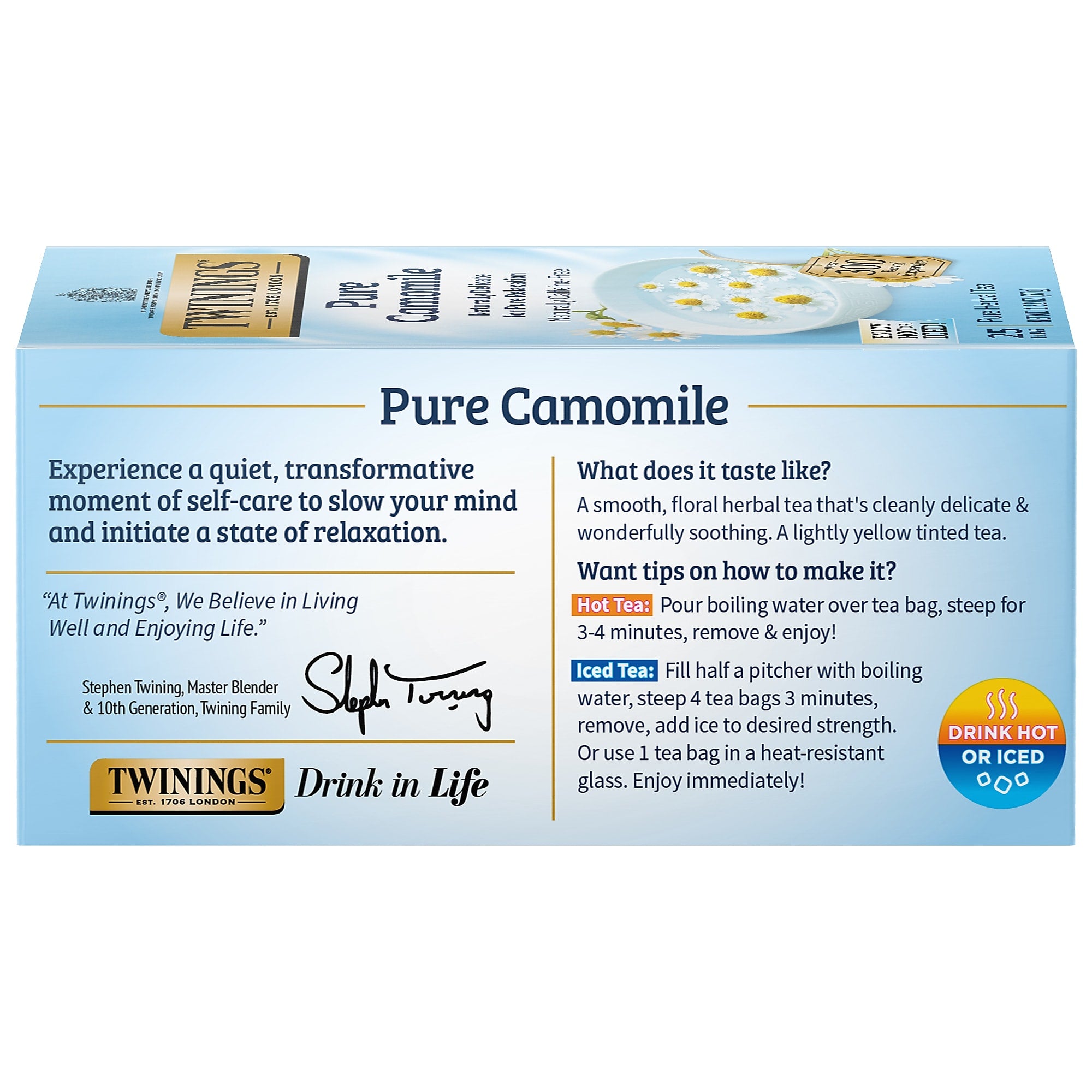 Twinings Pure Camomile Herbal Tea Bags, 25/Box