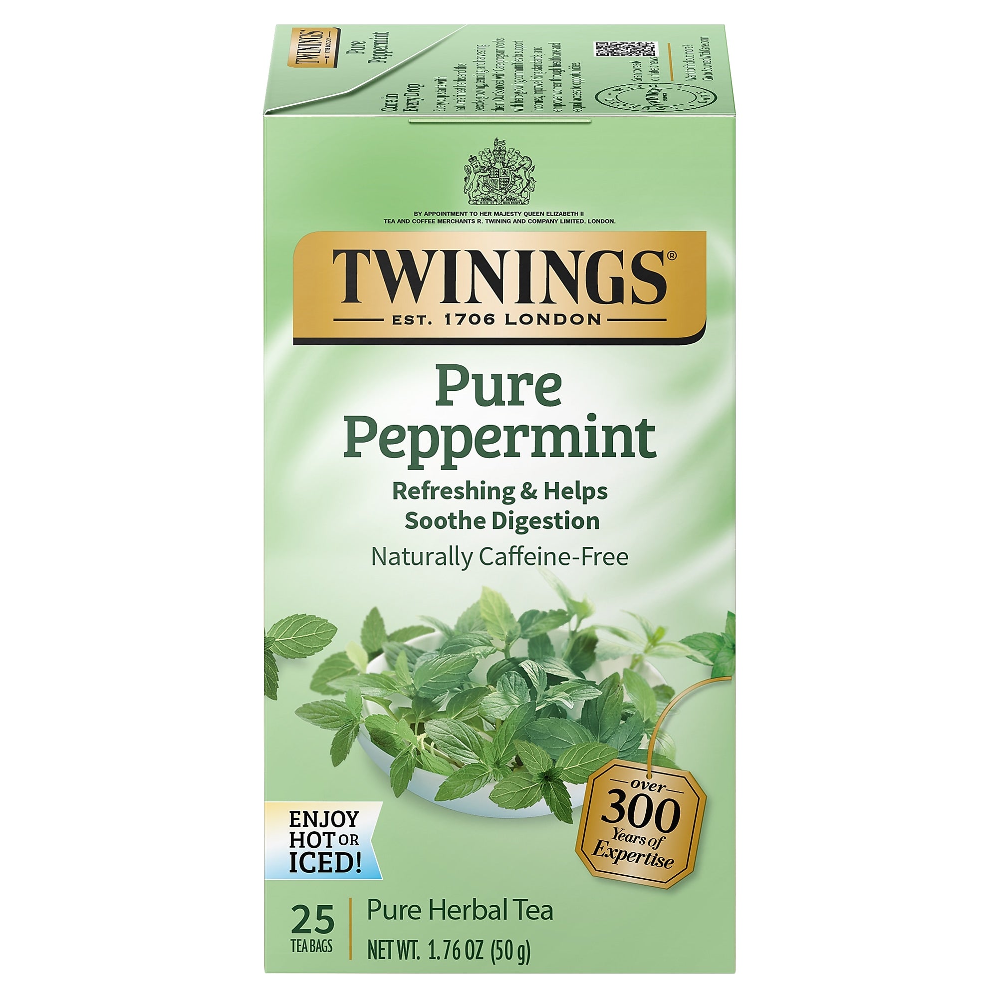 Twinings Pure Peppermint Herbal Tea Bags, 25/Box