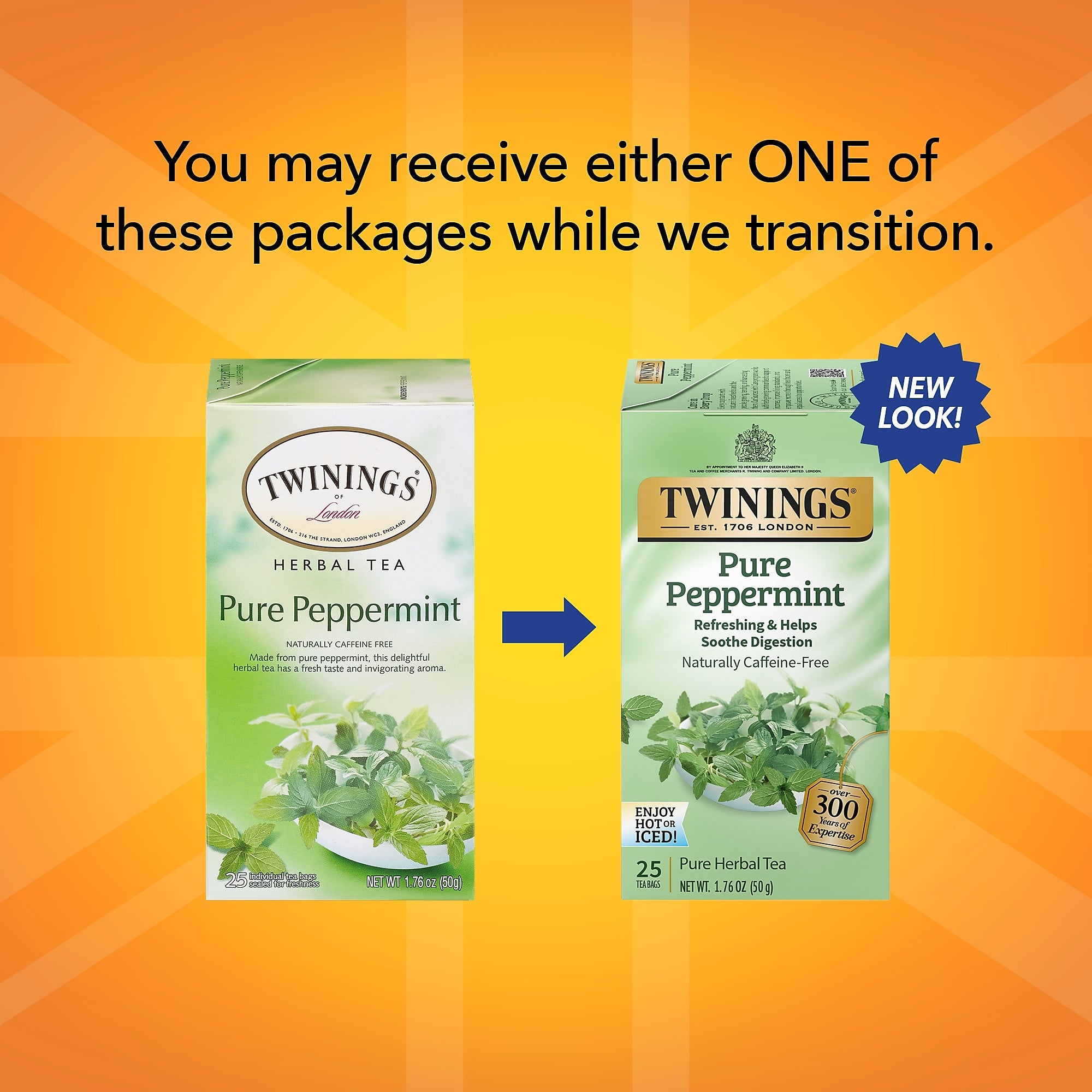 Twinings Pure Peppermint Herbal Tea Bags, 25/Box