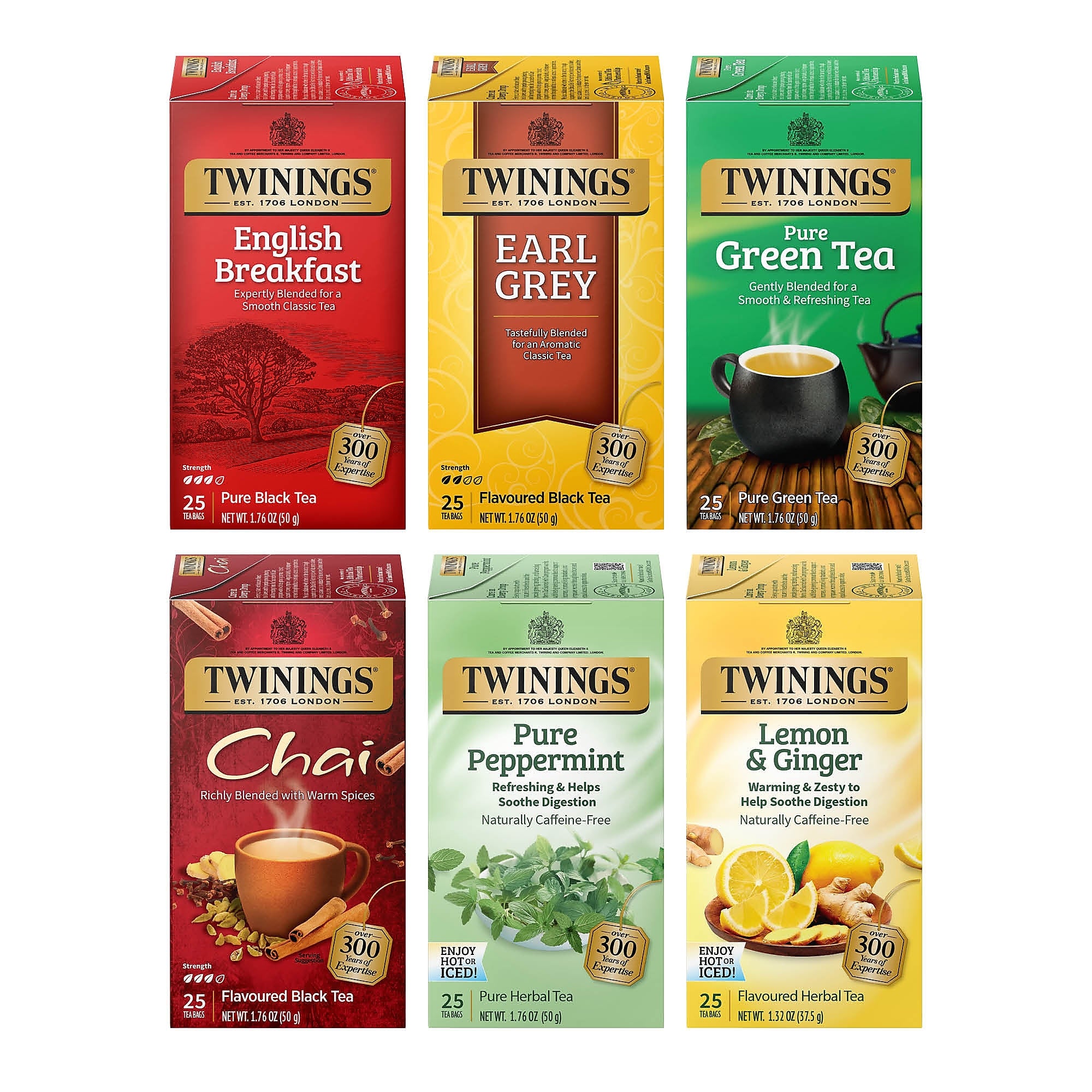 Twinings Variety Pack Assorted Tea Bags, 25 Bags/Box, 6 Boxes/Case