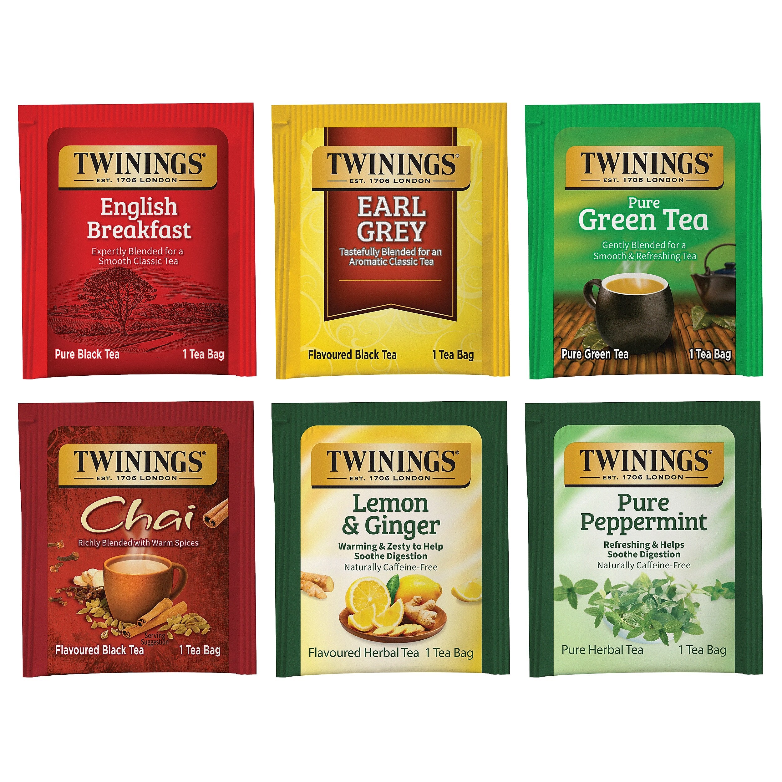 Twinings Variety Pack Assorted Tea Bags, 25 Bags/Box, 6 Boxes/Case