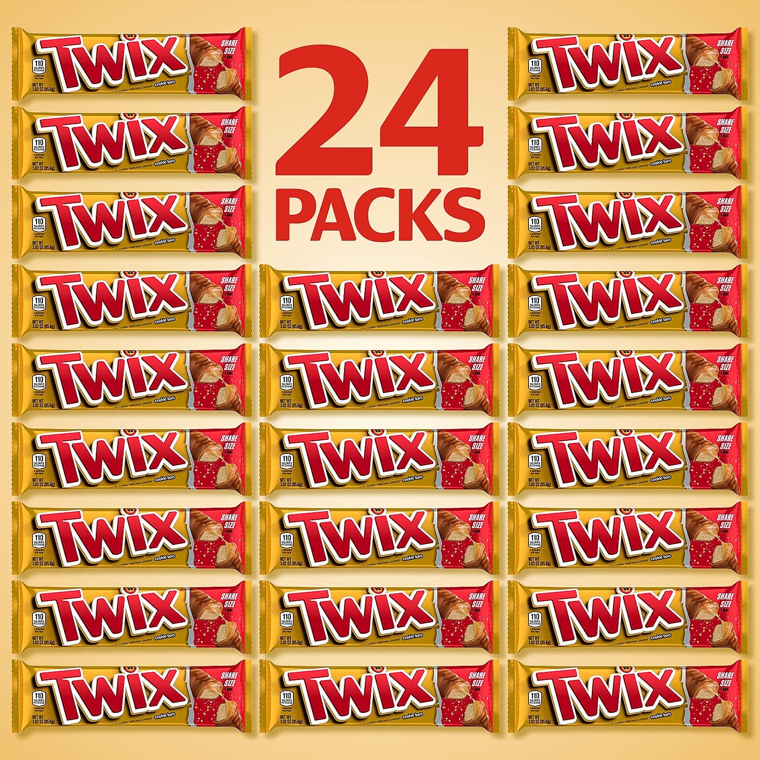 Twix Caramel Sharing Size Chocolate Cookie Bar Candy, 3.02 oz Bar, 24/Box