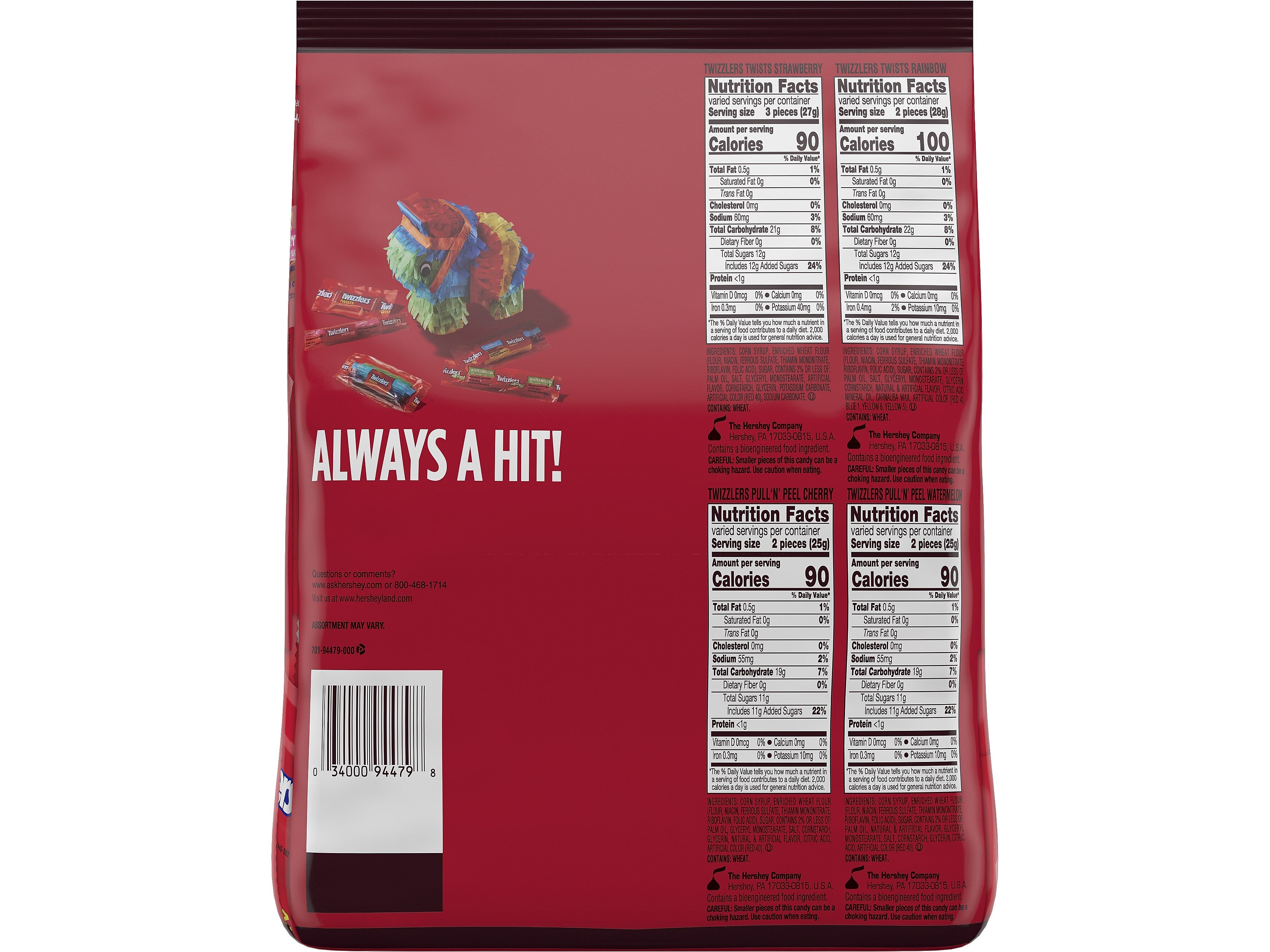 Twizzlers Chewy Candy Bulk Party Pack, Assorted Flavors, 46.34 oz.