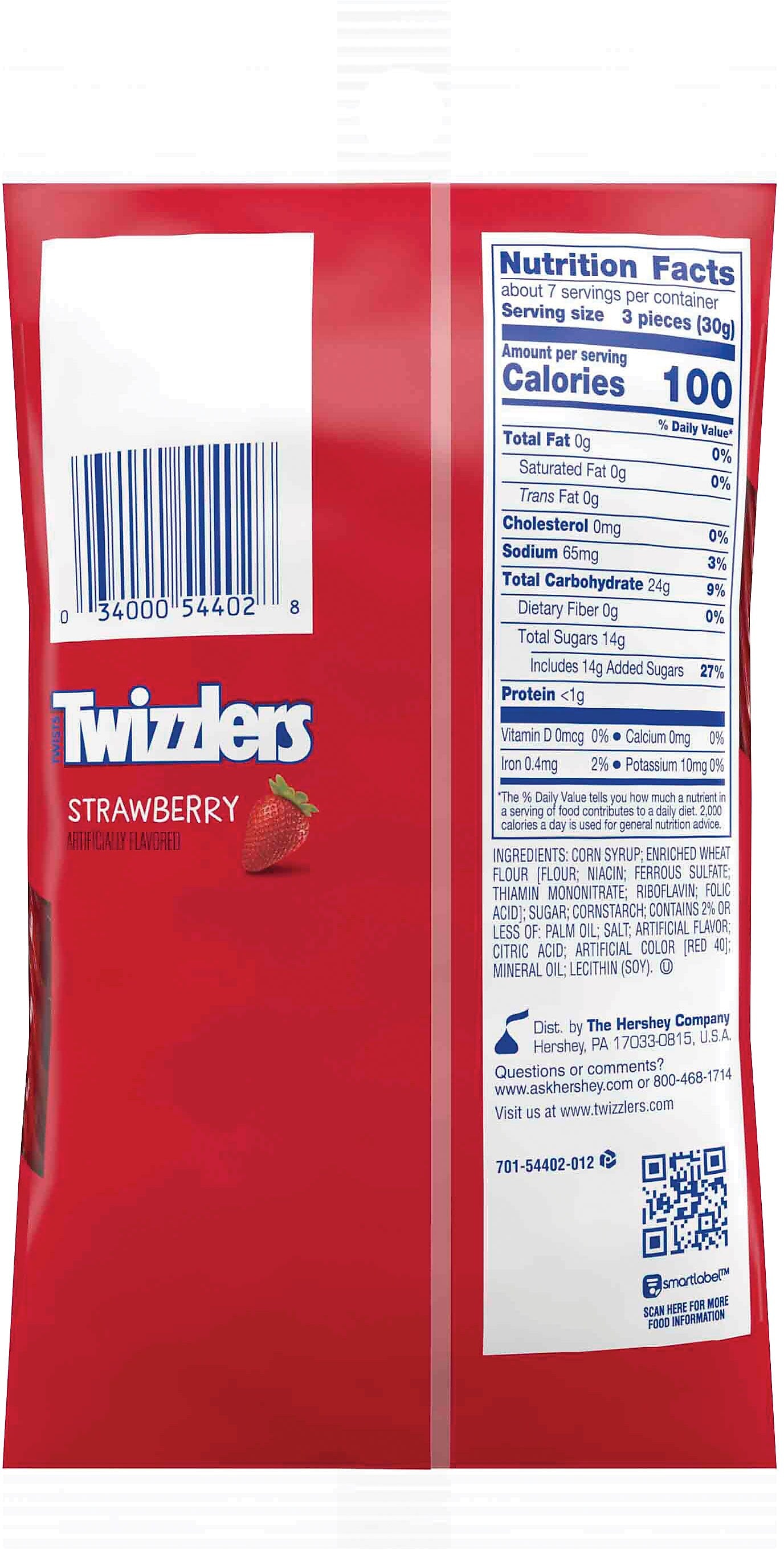 Twizzlers Strawberry Twists Licorice, 7 oz., 12/Carton