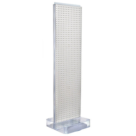 Two-Sided Pegboard Floor Display on Studio Base: Panel Size: 16"W x 60"H, White