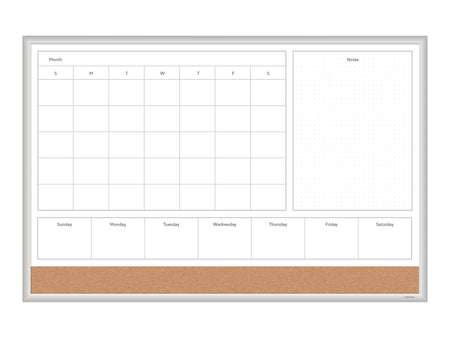 U Brands 4N1 Cork & Dry-Erase Whiteboard, Aluminum Frame, 3' x 2'