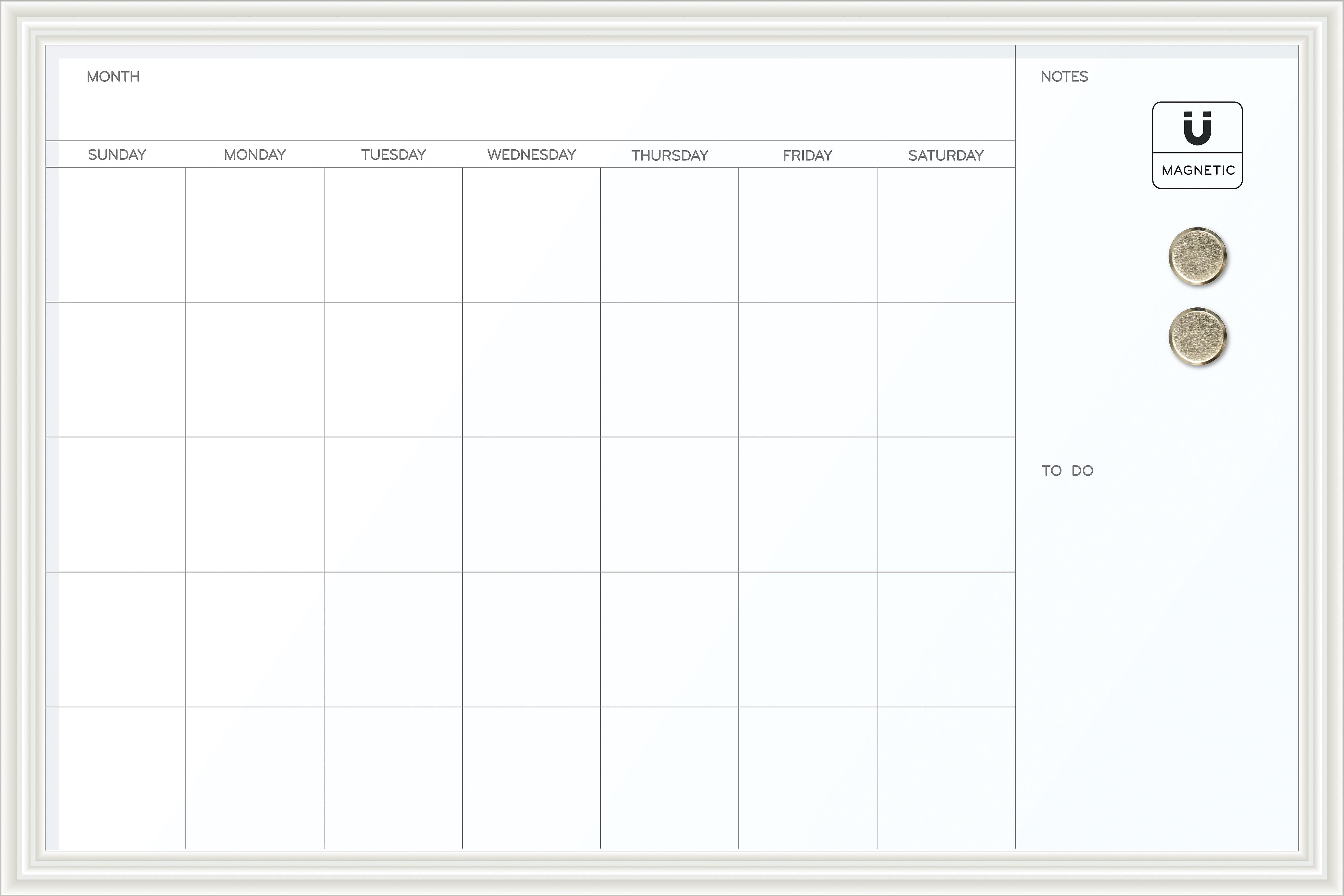 U Brands Magnetic Dry Erase Calendar Whiteboard, 30