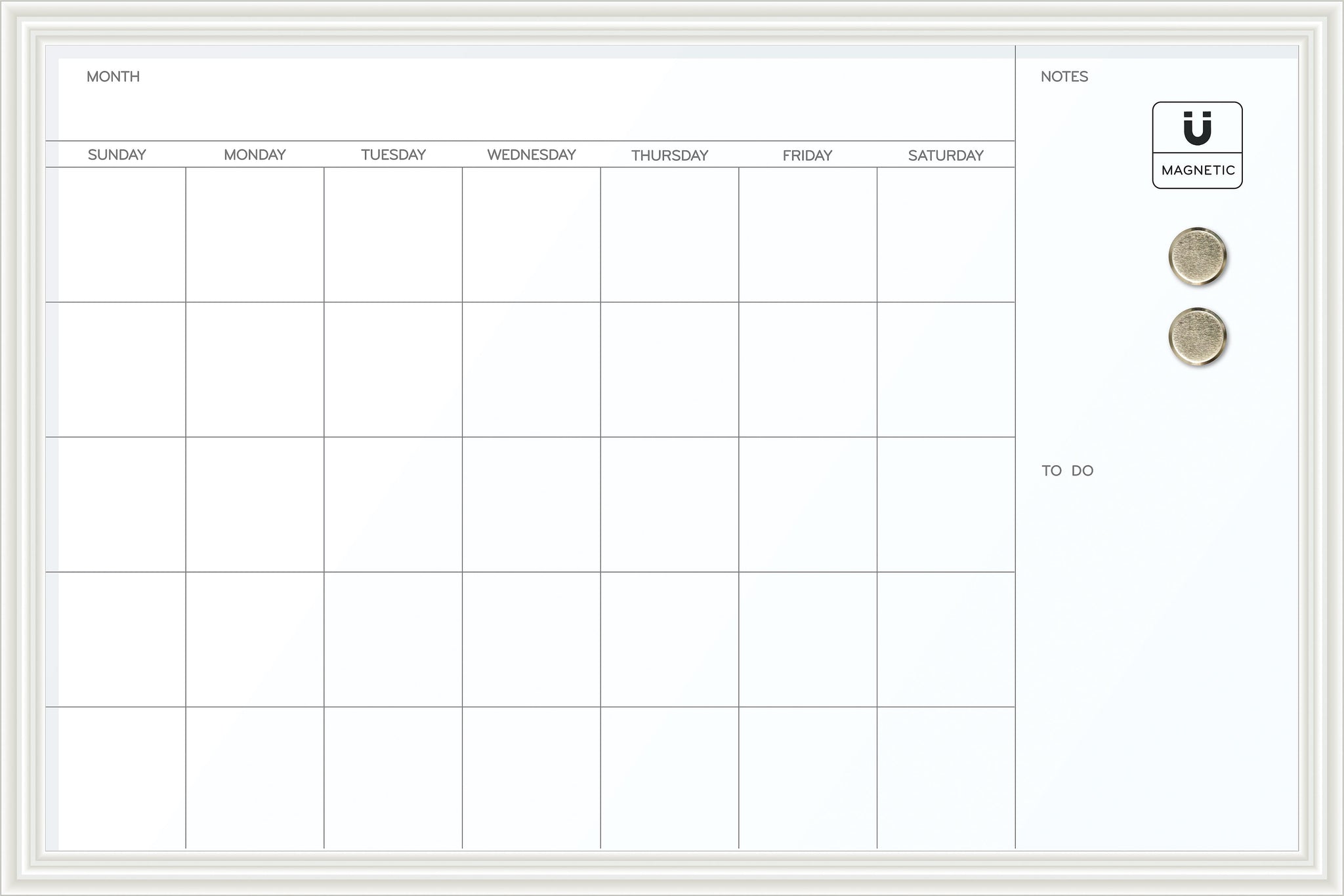 U Brands Magnetic Dry Erase Calendar Whiteboard, 30