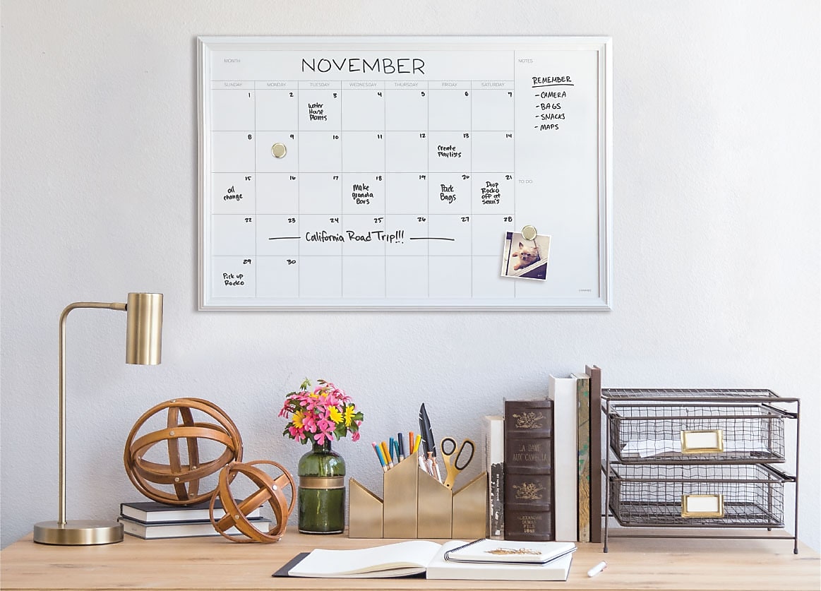 U Brands Magnetic Dry Erase Calendar Whiteboard, 30