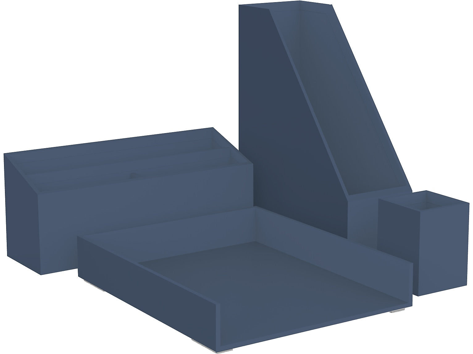 U Brands Paperboard Desk Organization Set, Solid Navy